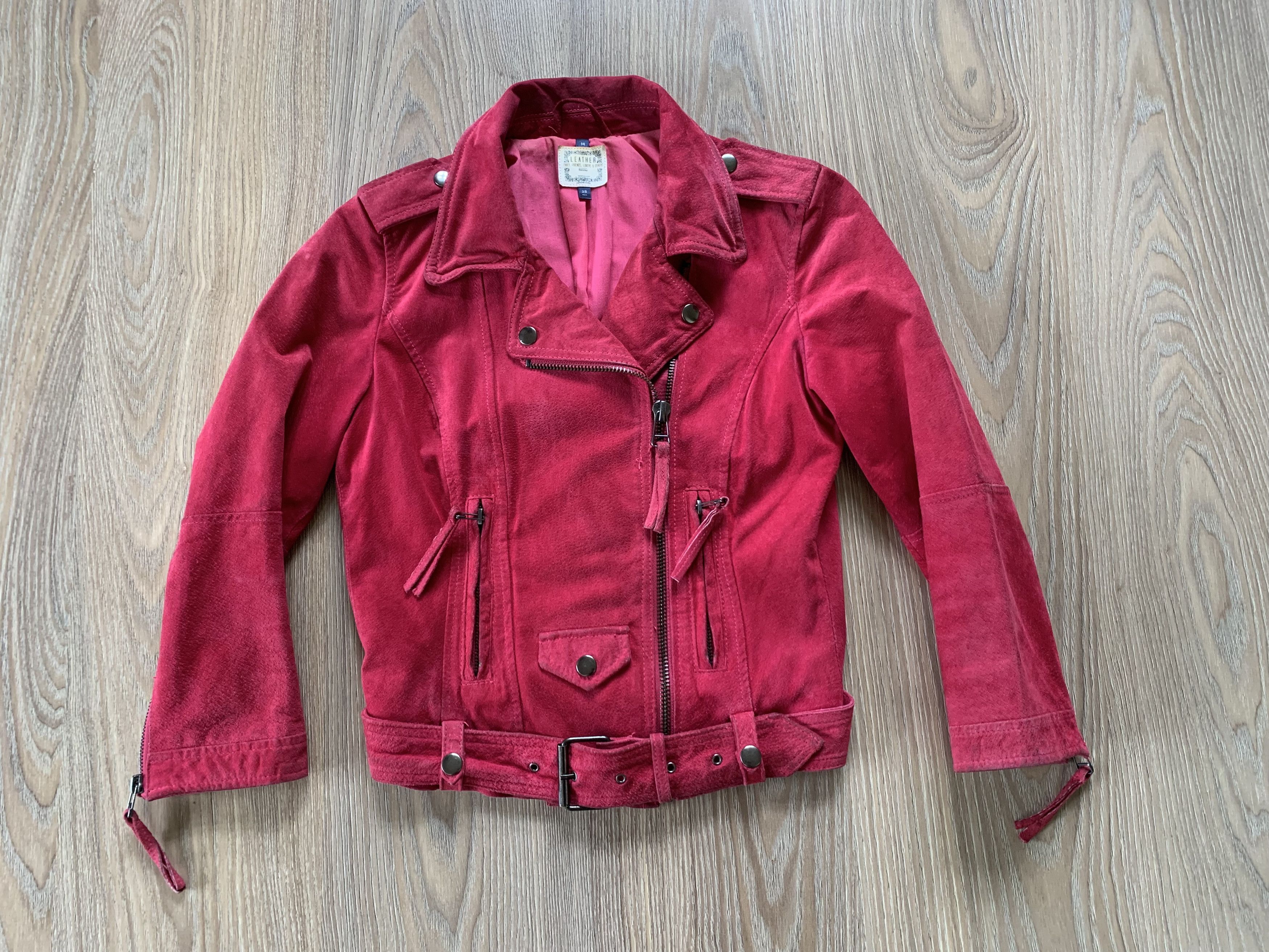 Bershka Bershka Pink Leather Suede Biker Jacket Size M / US 6-8 / IT 42-44 - 2 Thumbnail