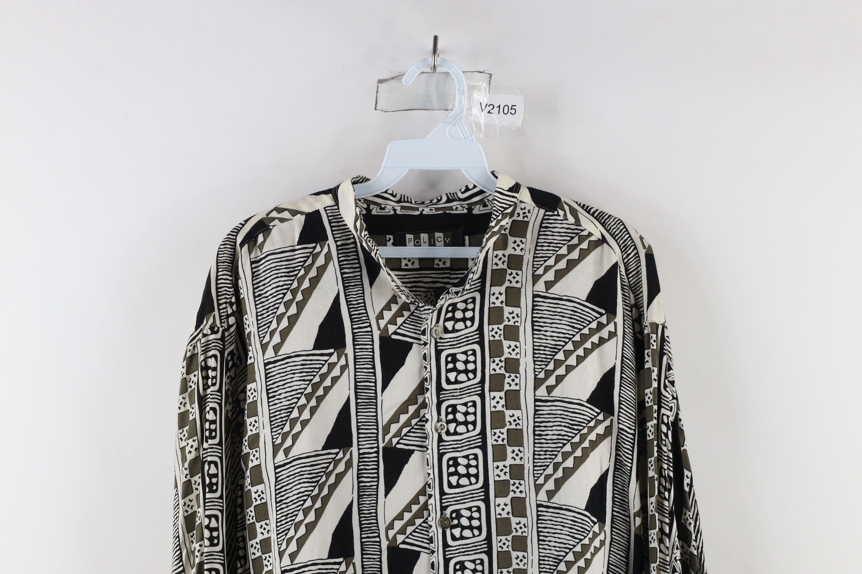 Vintage Vintage 90s Streetwear Abstract Band Collared Button Shirt Size US M / EU 48-50 / 2 - 2 Thumbnail