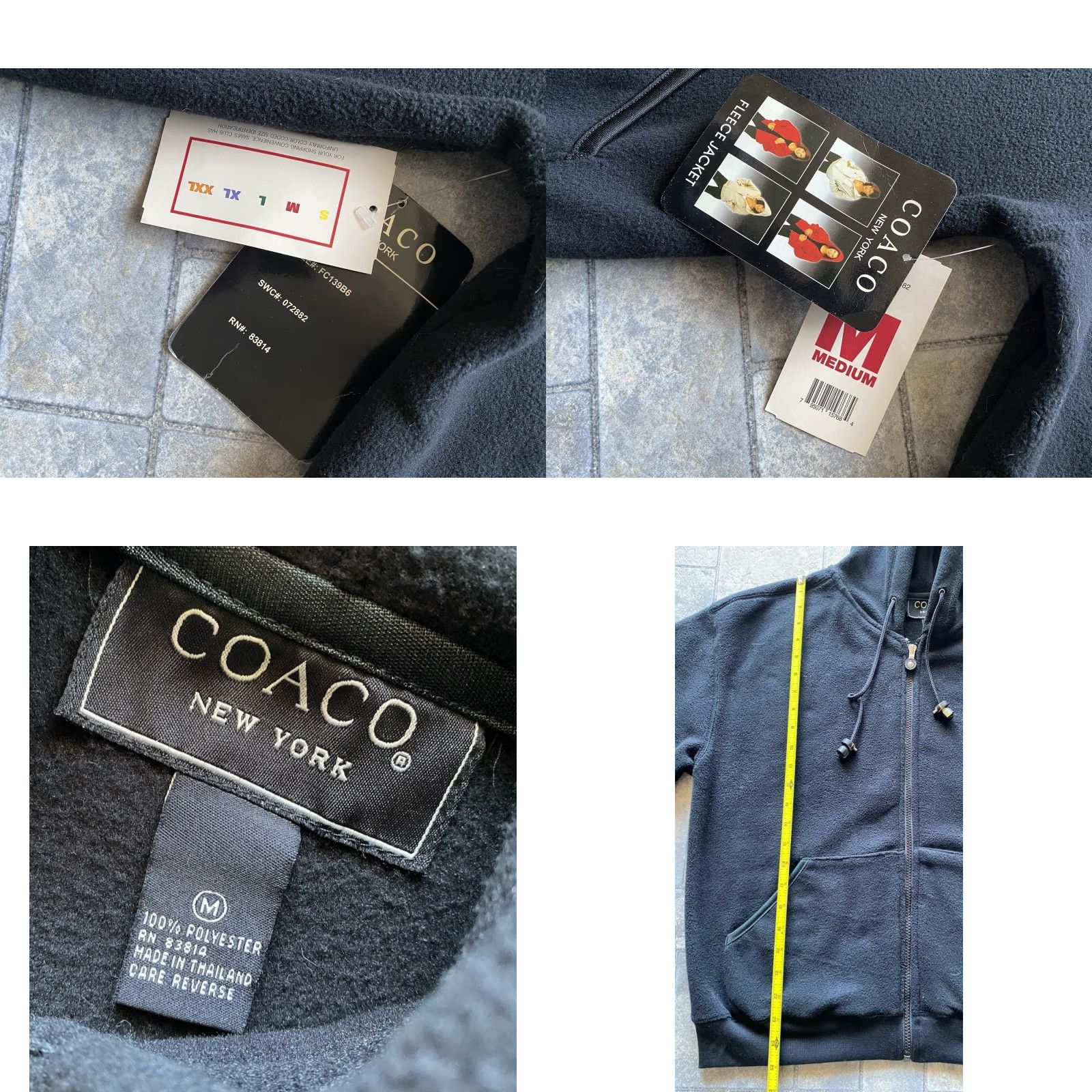Vintage NWT Coaco New York Fleece Jacket Women’s Black Hooded, M, Regular Size, Jacket, Women, Polyester, Coat Size M / US 6-8 / IT 42-44 - 8 Thumbnail