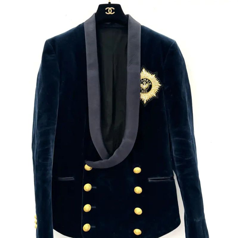 Balmain Men's Blue Cotton Coat 0089