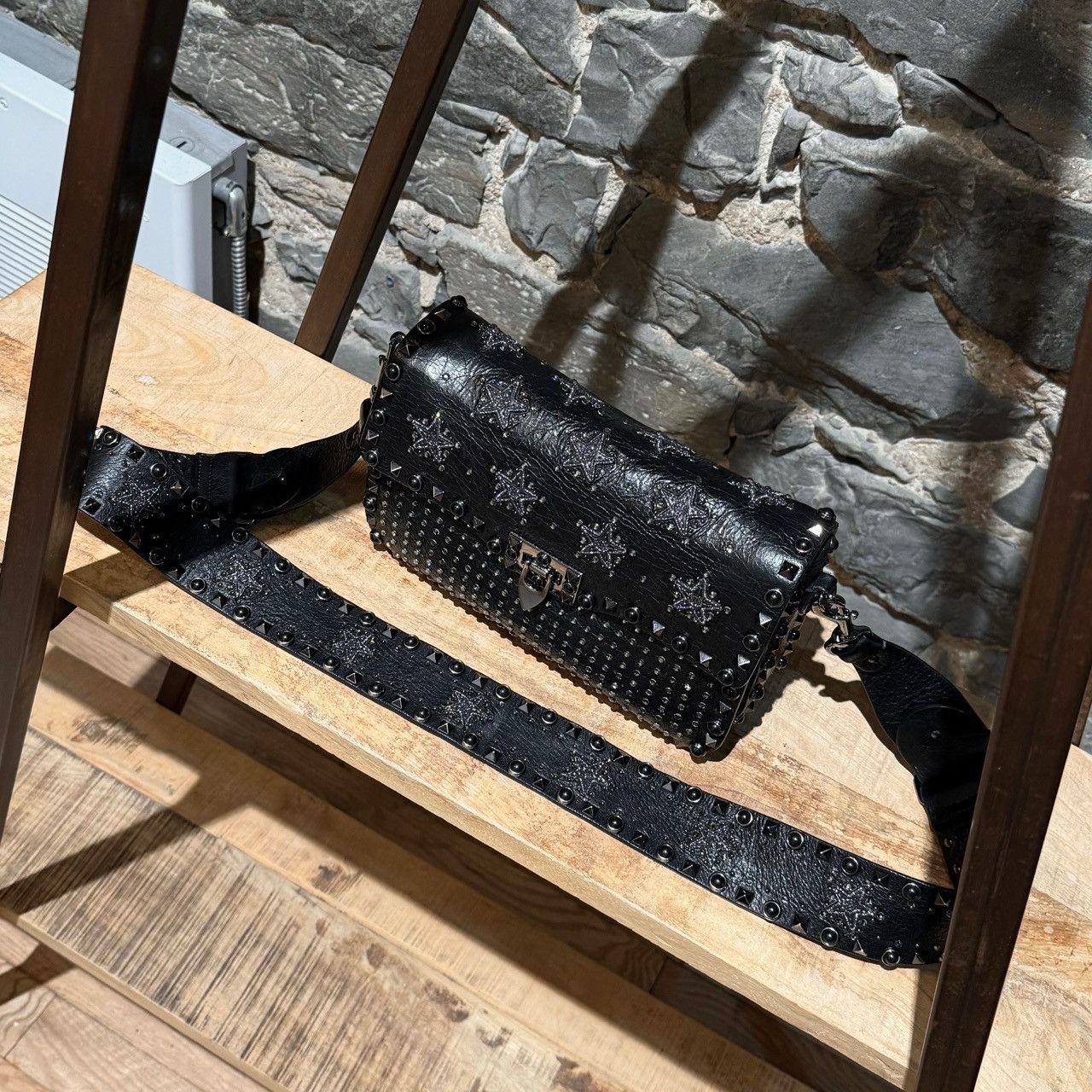 Valentino Valentino Black Star Crystal Rolling Rockstud Crossbody Bag Size ONE SIZE - 11 Thumbnail