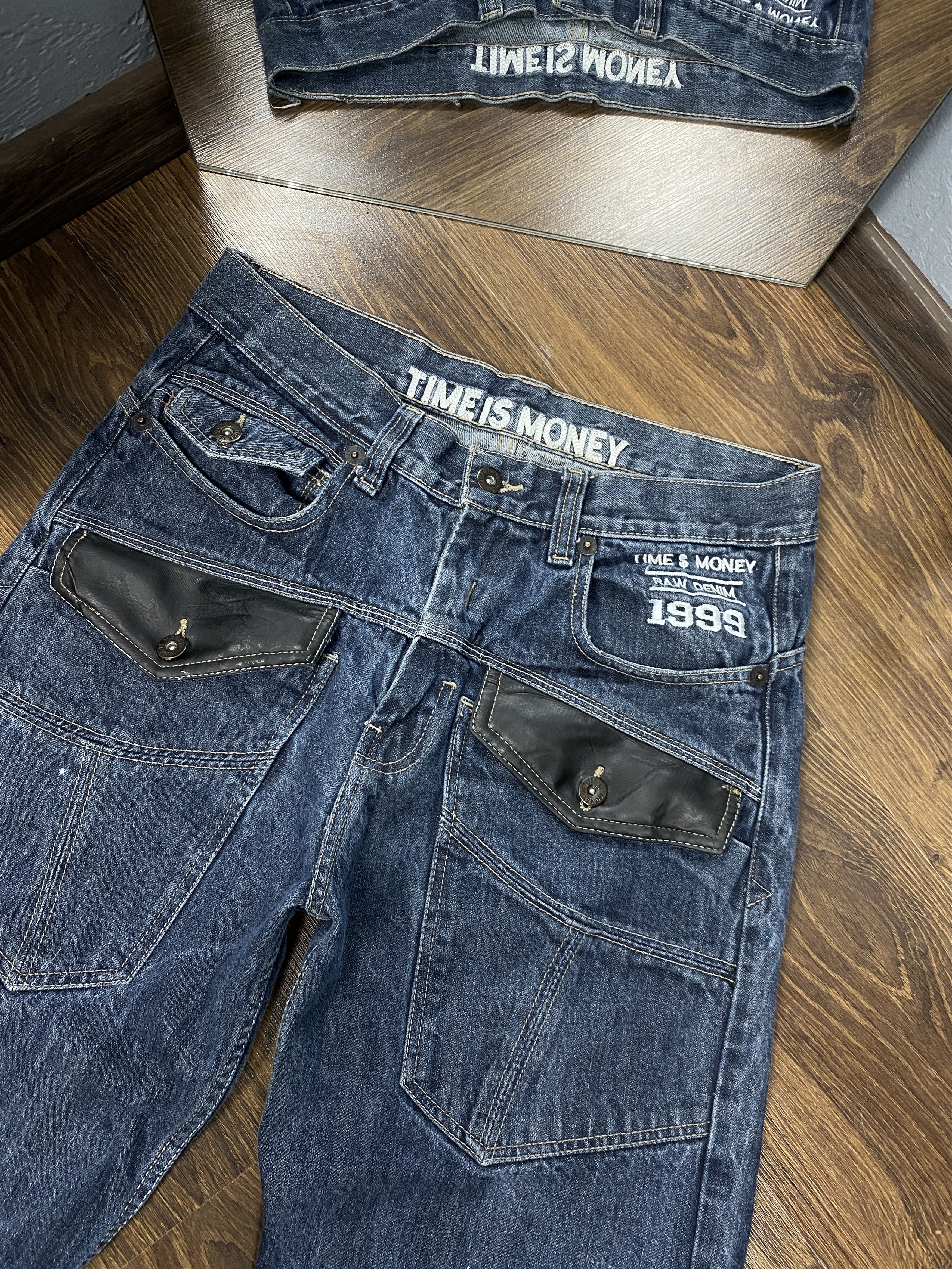 Japanese Brand × Vintage Time IS Money vintage skate jeans denim pants y2k Size US 34 / EU 50 - 6 Thumbnail