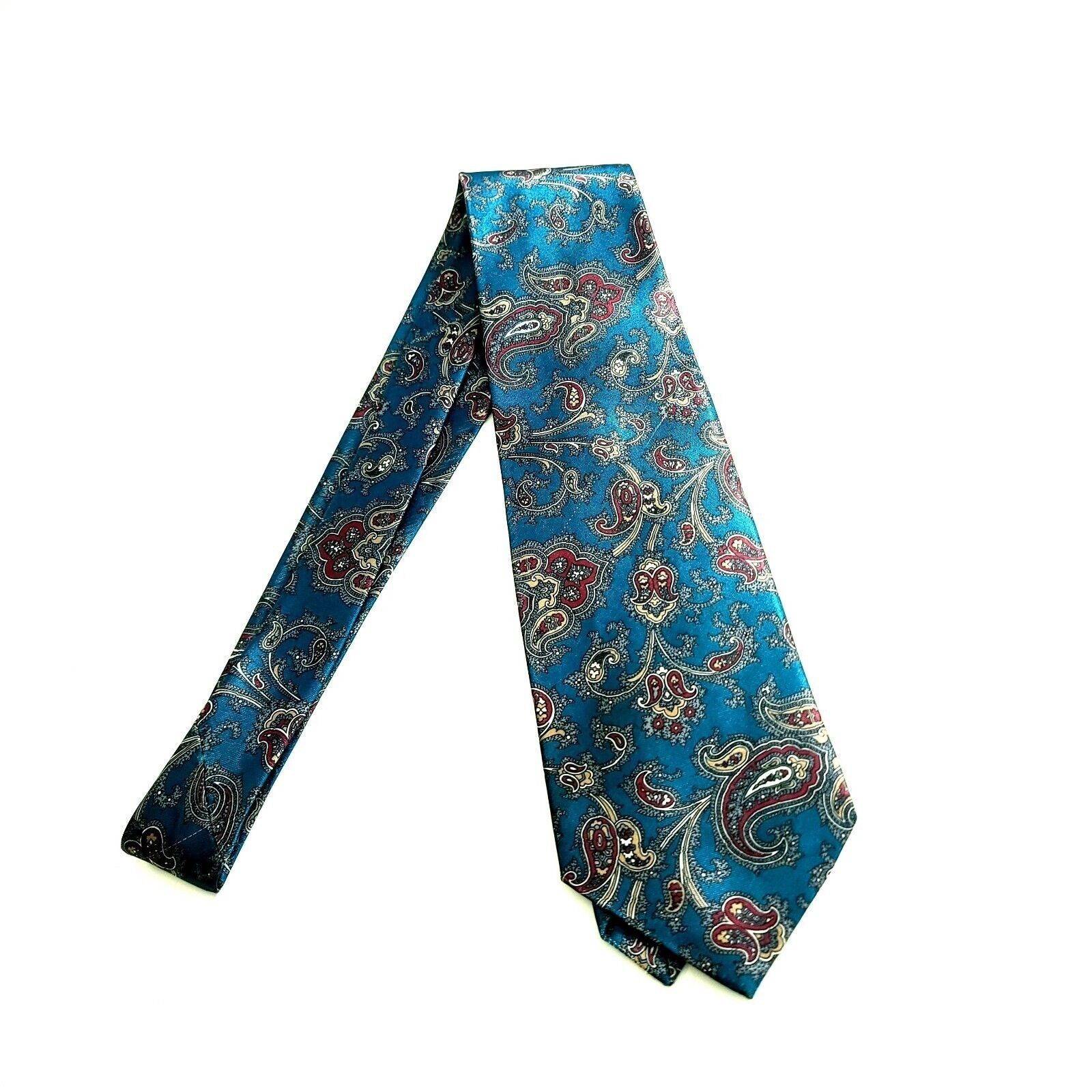 Vintage Adolfo Metallic Print Baroque Paisley Short Wide Silk Tie Size ONE SIZE - 7 Thumbnail