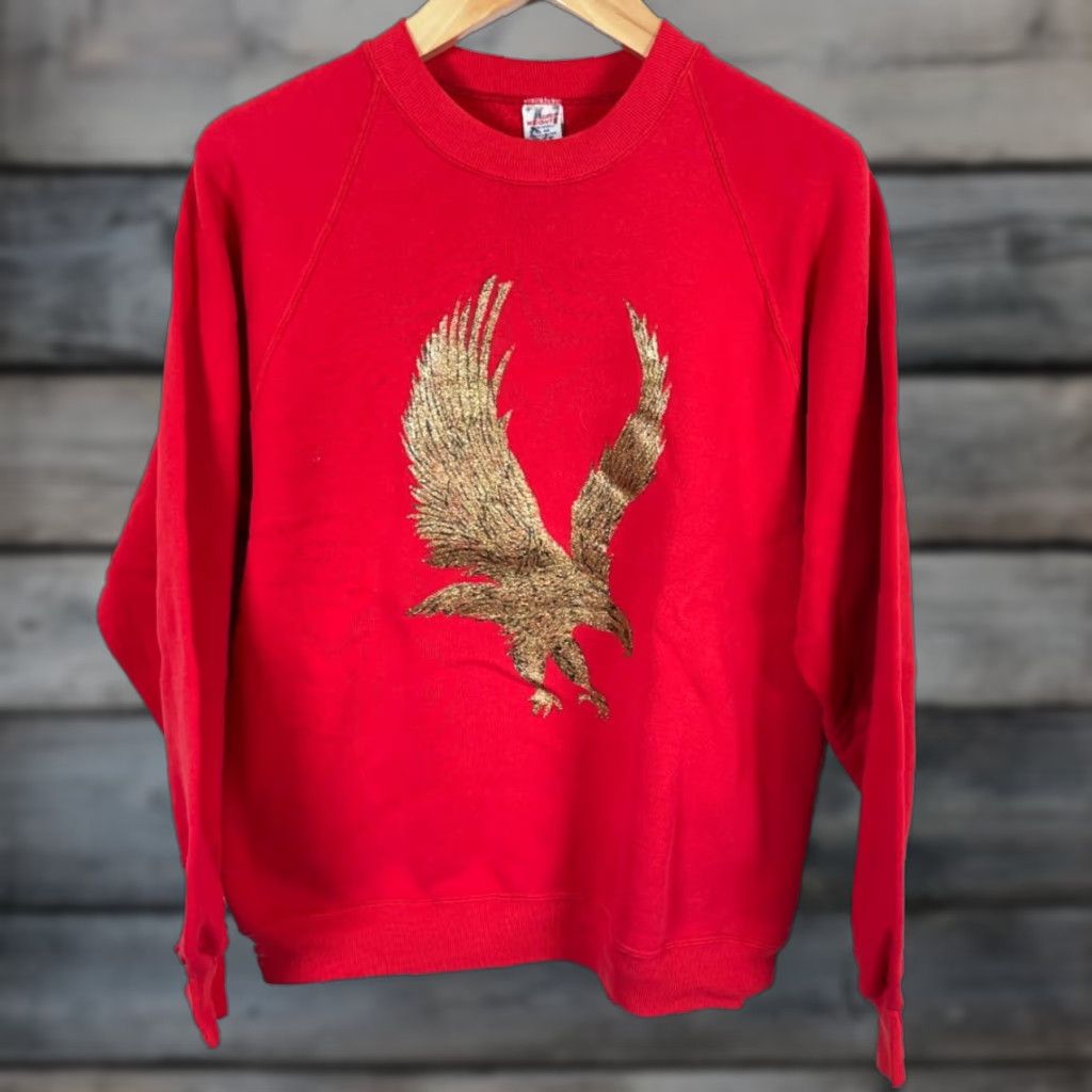 Russell Athletic VINTAGE Russell Athletic Sweatshirt Eagle Applique Red Raglan Sleeve Adult Large Size US L / EU 52-54 / 3 - 1 Thumbnail