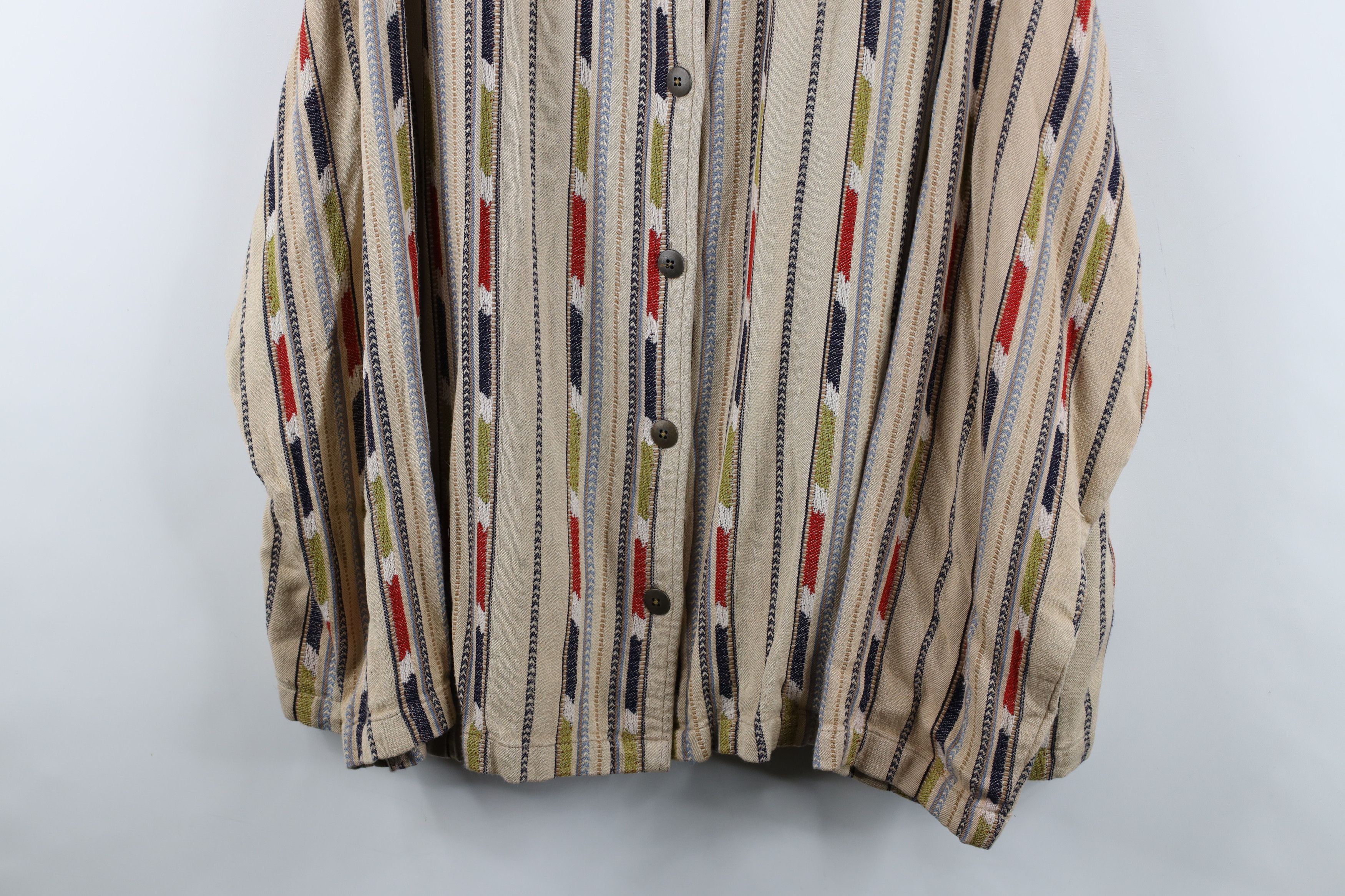 Vintage Vintage 90s Streetwear Striped Knit Button Shirt Jacket Size 4XL / US 24-26 - 3 Thumbnail