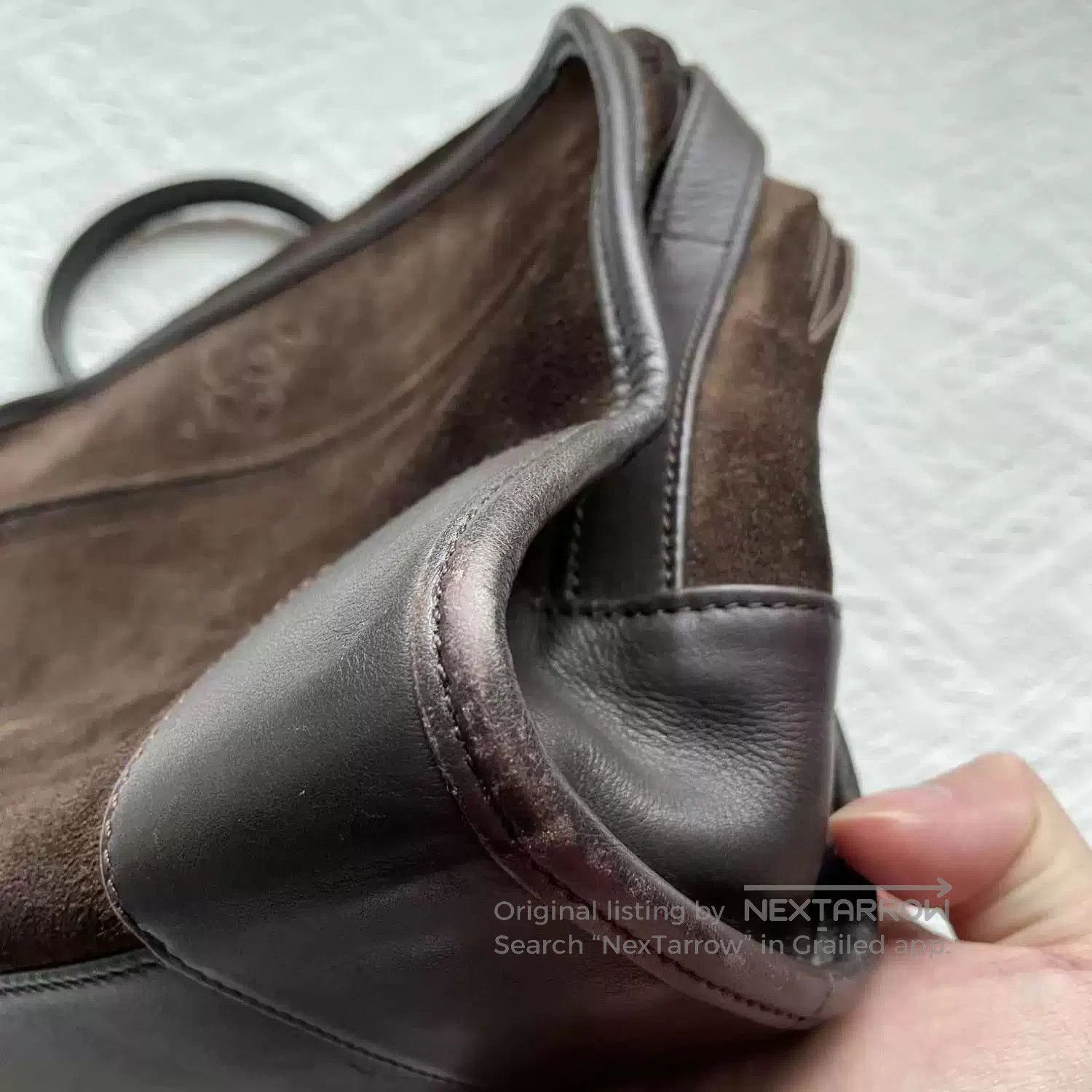 Loewe deep brown suede crossbody bag. Size ONE SIZE - 4 Thumbnail