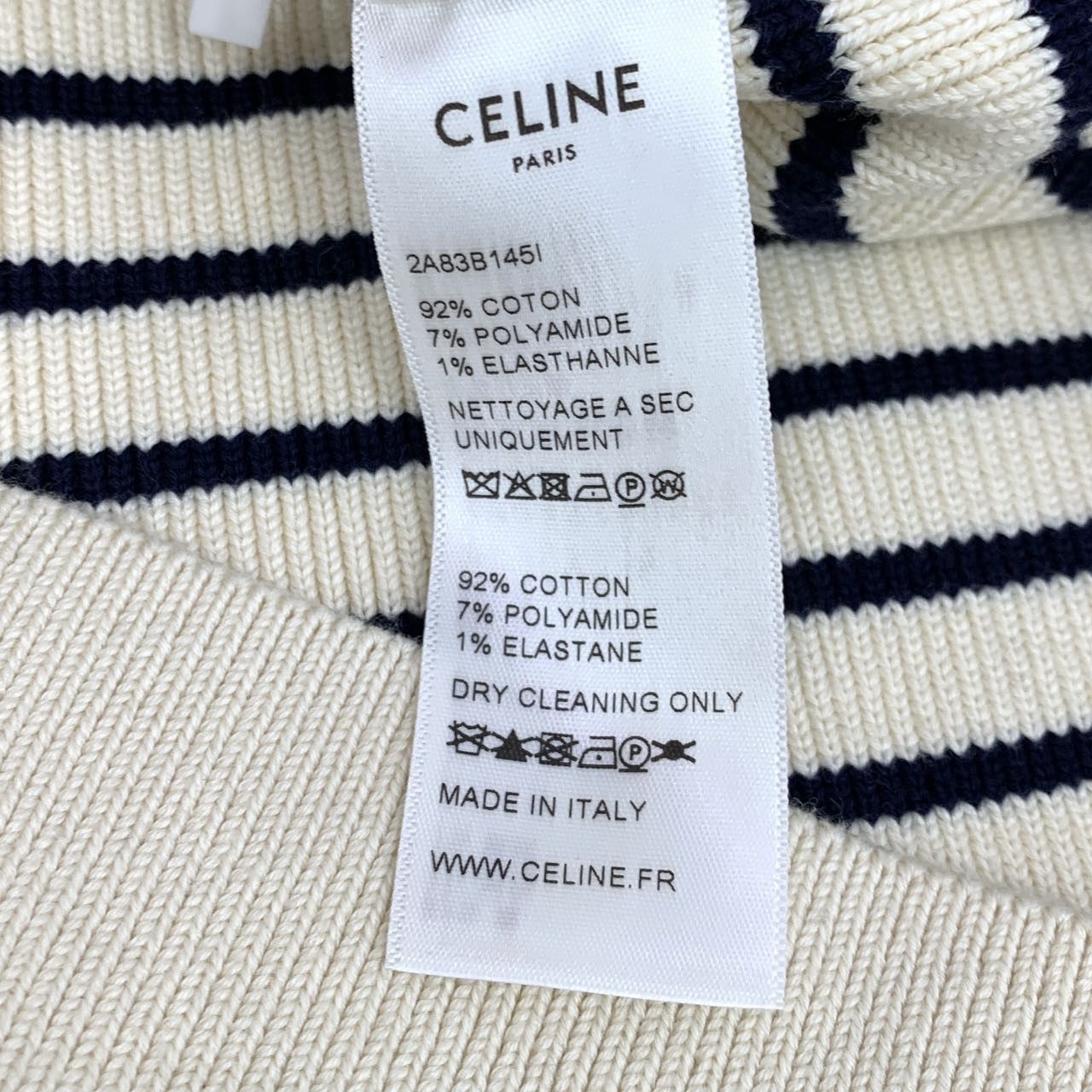 Celine Celine Colorblocked Striped Cotton V-Neck Long Sleeve Knit Size S / US 4 / IT 40 - 7 Thumbnail