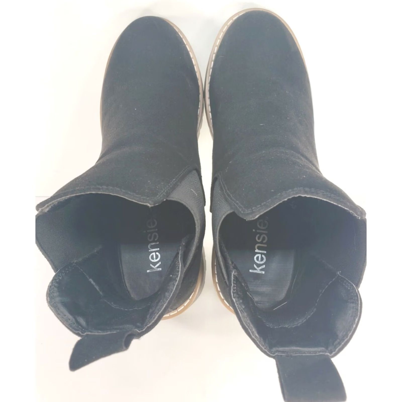 Vintage Kensie Khai Chelsea Boot Booties Women Black 7M Block Heel Leather Faux Suede Microfiber Bootie Size US 7 / IT 37 - 7 Thumbnail