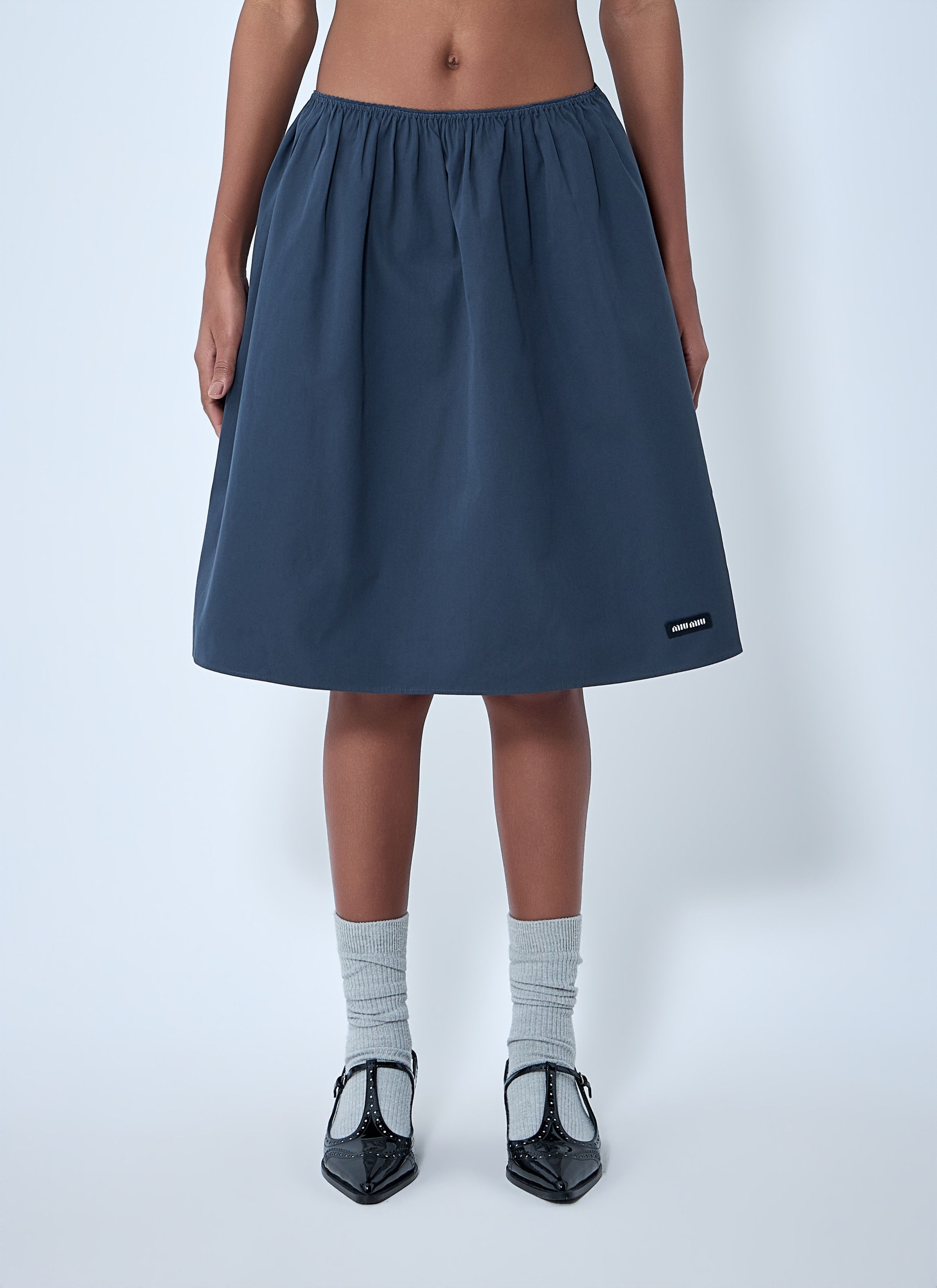Miu Miu Elasticated Waist A-Line Skirt Size 28" / US 6 / IT 42 - 1 Thumbnail