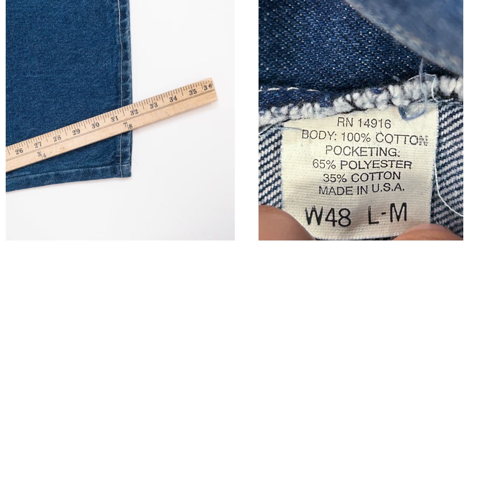 Carhartt VINTAGE True VTG Workwear 80s Pointer Brand Carhartt Style Carpenter Jeans 48x32 NEW USA Denim Blue 5-Pocket Men Regular Zipper Wool? (no) Size US 32 / EU 48 - 11 Thumbnail