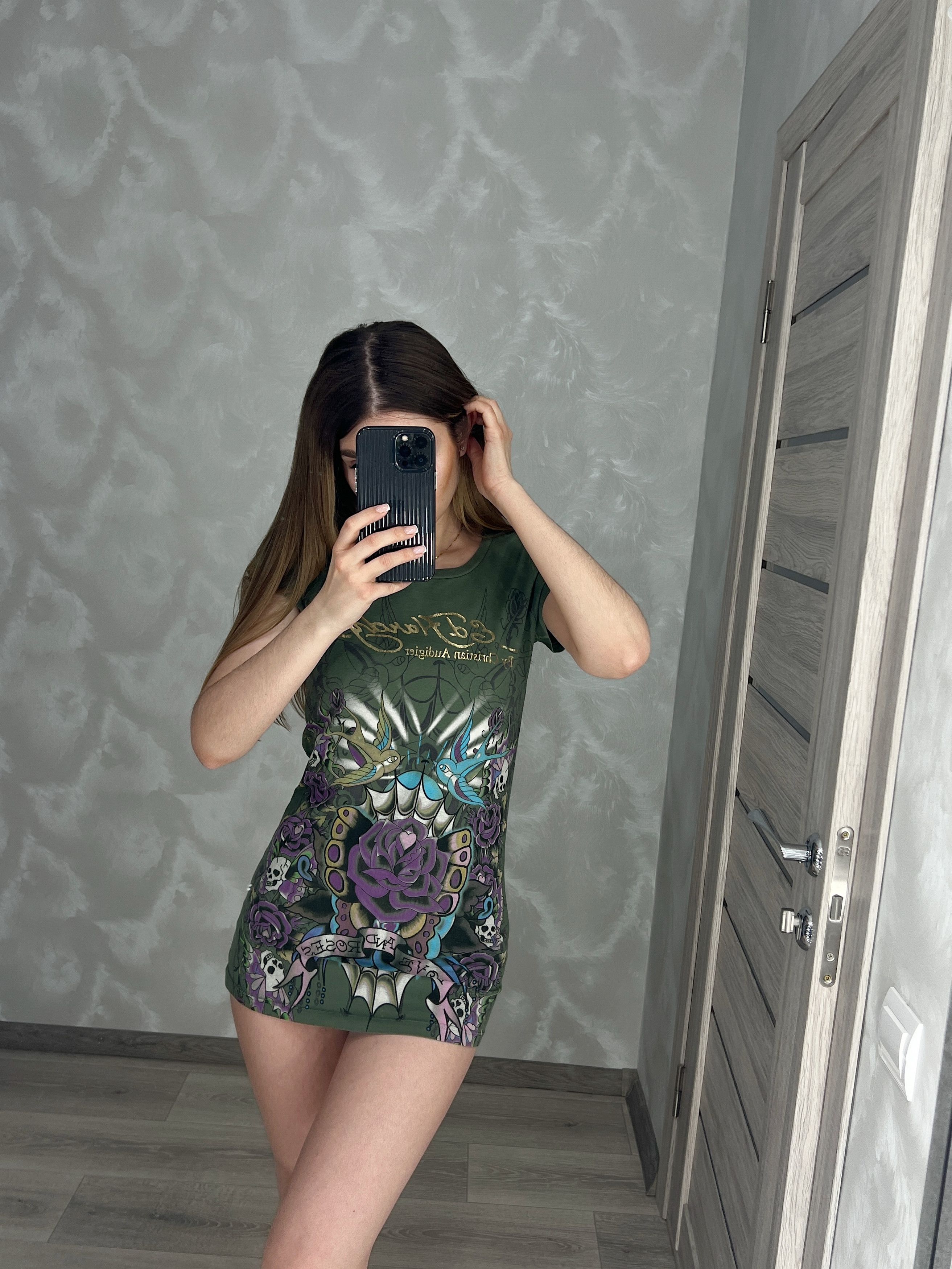 Christian Audigier × Ed Hardy Ed Hardy Mini Dress Tunica Love and Roses Skull & Bird Size S / US 4 / IT 40 - 11 Thumbnail