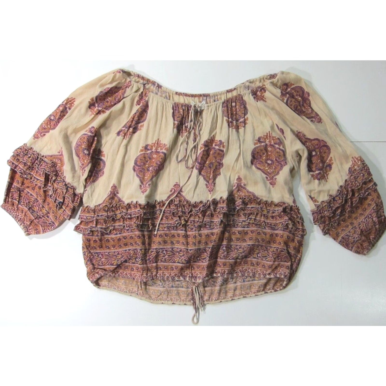 Ralph Lauren Ralph Lauren Denim & Supply Cotton Brown Paisley Peasant Blouse M Brown Blue Yellow Size M / US 6-8 / IT 42-44 - 5 Thumbnail