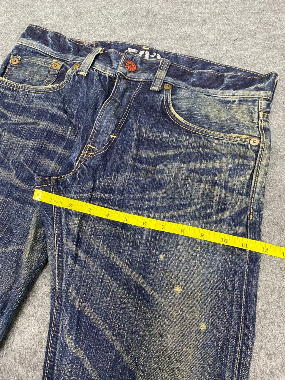 Edwin 💥Flare💥Vintage Edwin 503 Blue Trip Distressed denim Size US 35 - 5 Thumbnail