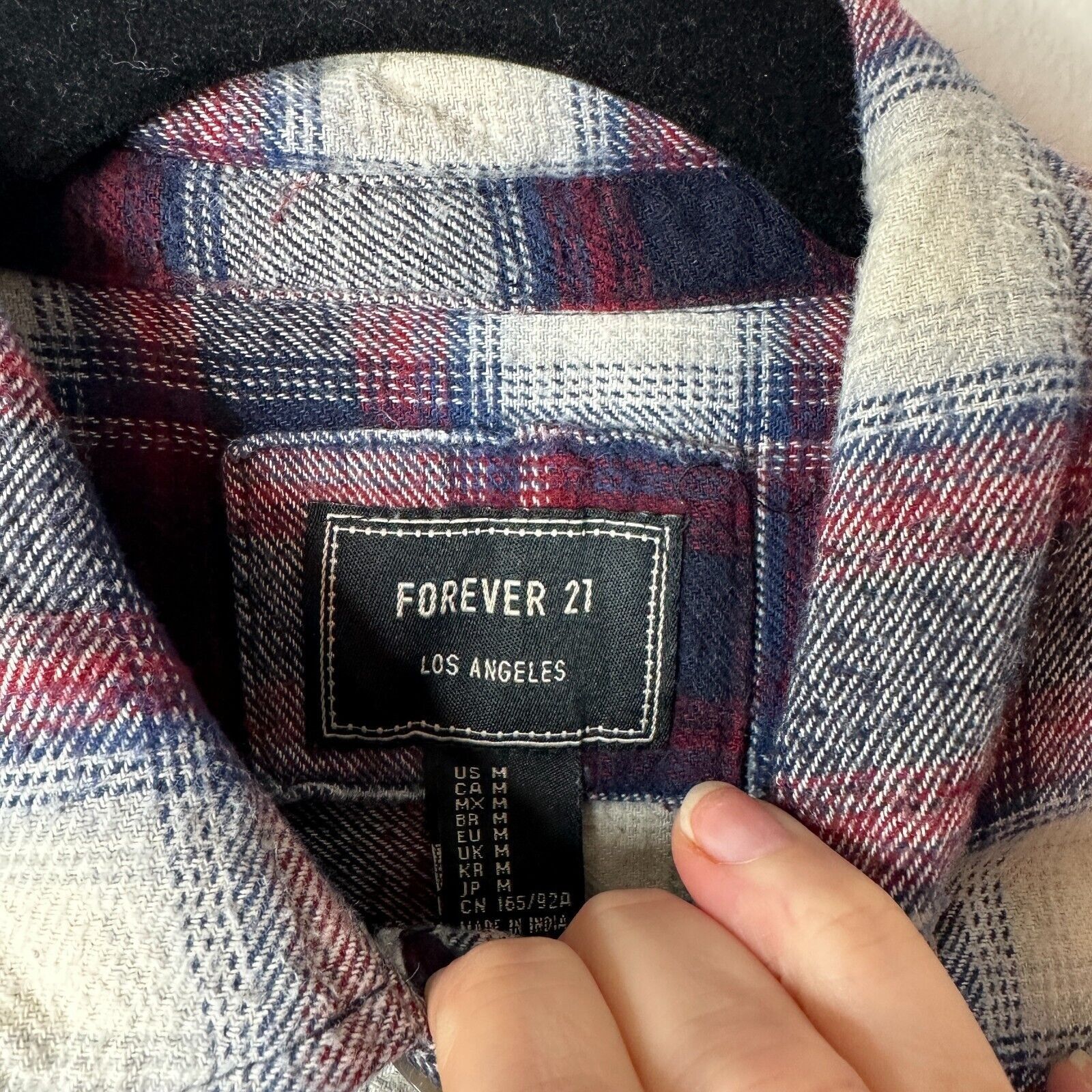 Forever 21 Black Red Blue White Plaid Cropped Flannel Button Shirt M Size M / US 6-8 / IT 42-44 - 3 Thumbnail