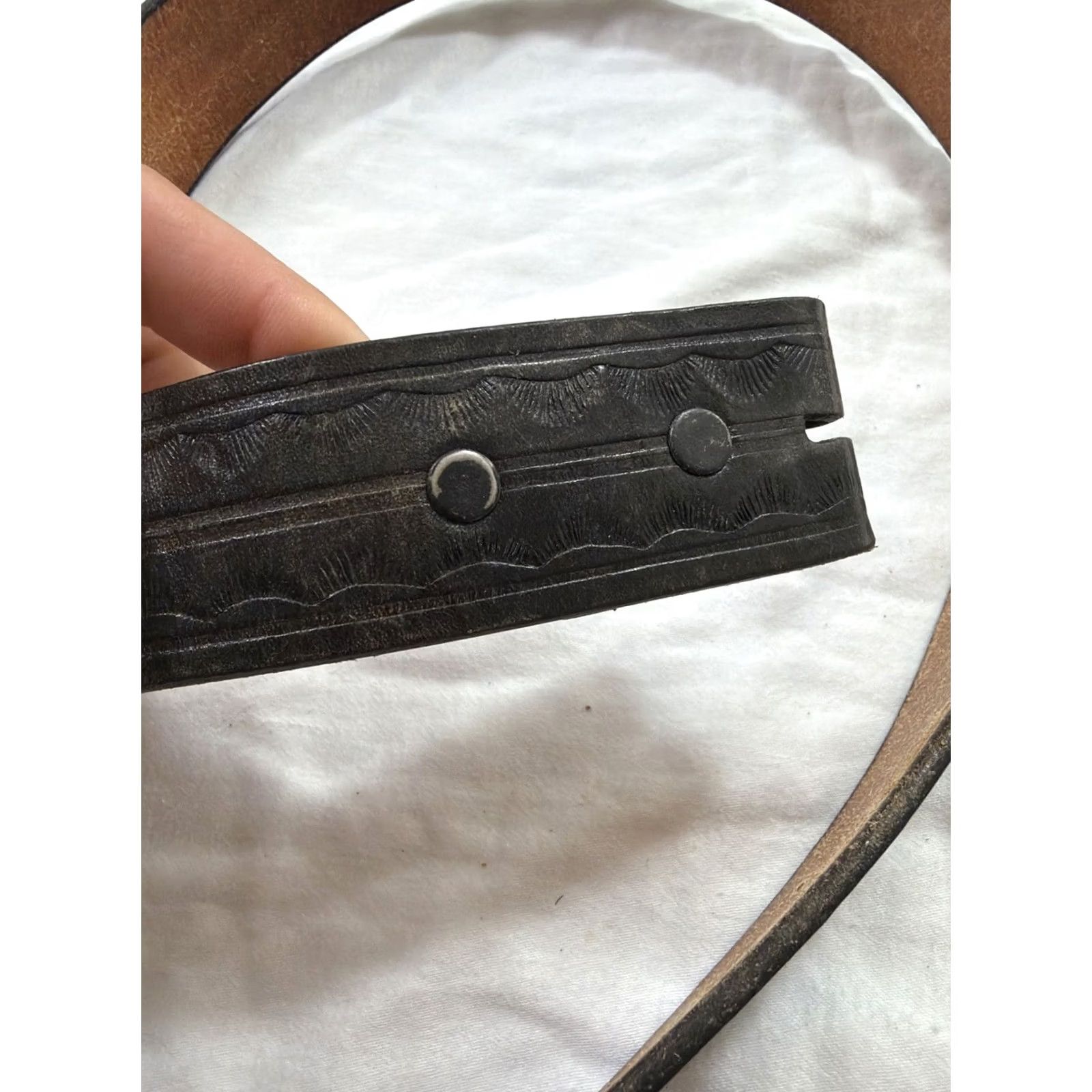 Vintage VINTAGE Bamco leather western belt embossed Men’s size 36 brown belt Western Bamco men’s leather belt embossed 36 brown western belt Mens Size 36 - 6 Thumbnail