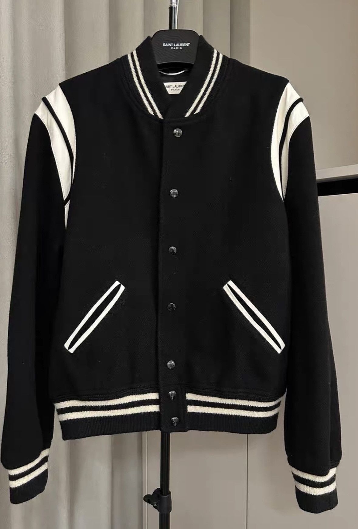 Saint Laurent SLP 2014FW Black & White Varsity Jacket