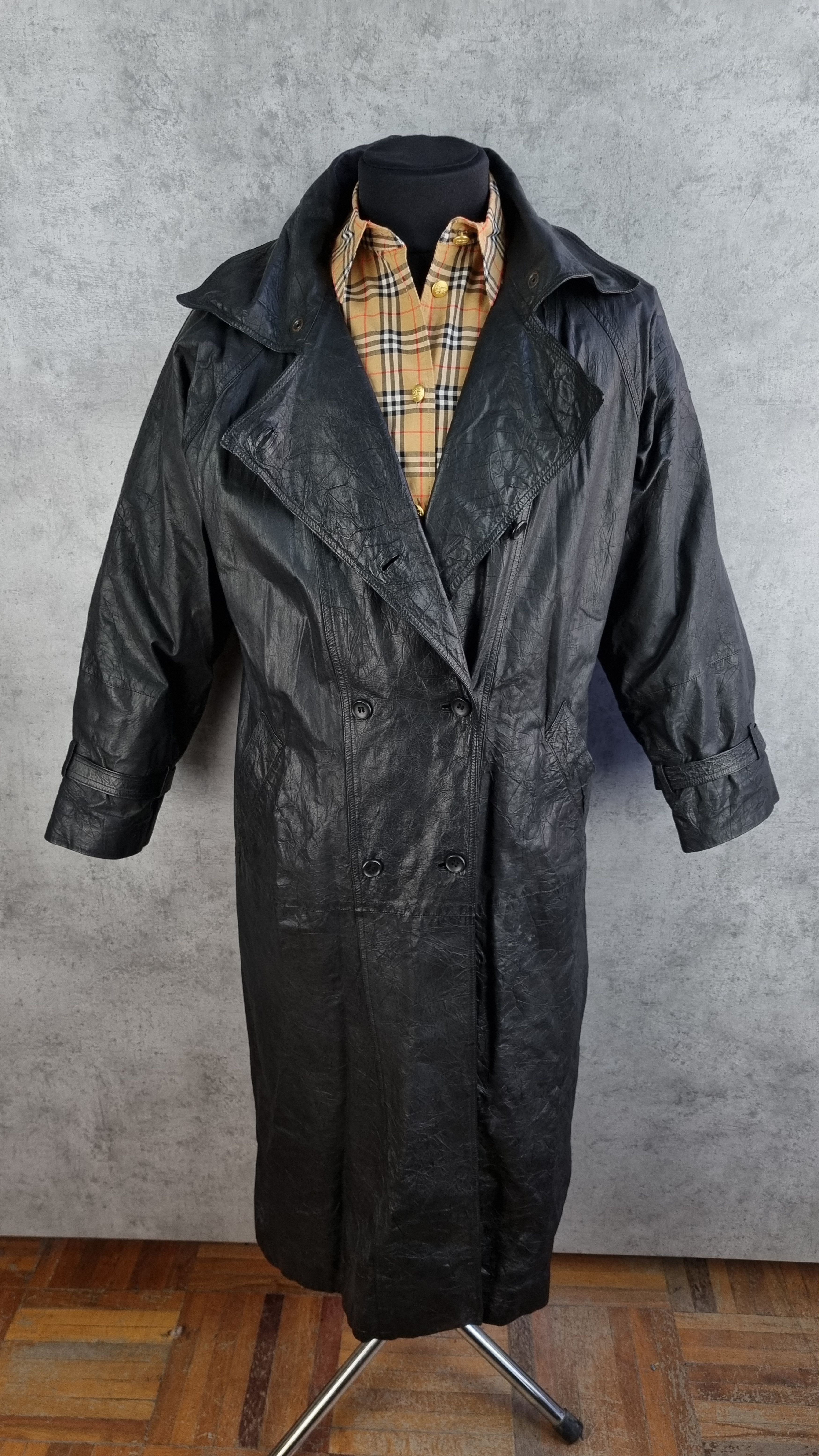 Japanese Brand Unique Double Breasted Long Leather Coat Vintage Trench Size US L / EU 52-54 / 3 - 7 Thumbnail