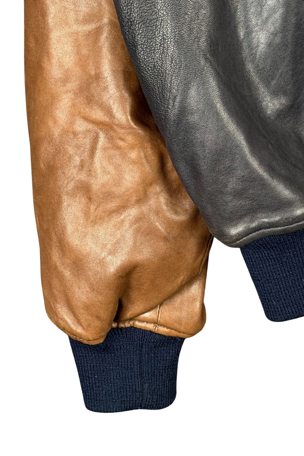 Polo Ralph Lauren PRL 90s Full-Leather Varsity (Black/Tan) Hong Kong Made Size US M / EU 48-50 / 2 - 19 Thumbnail