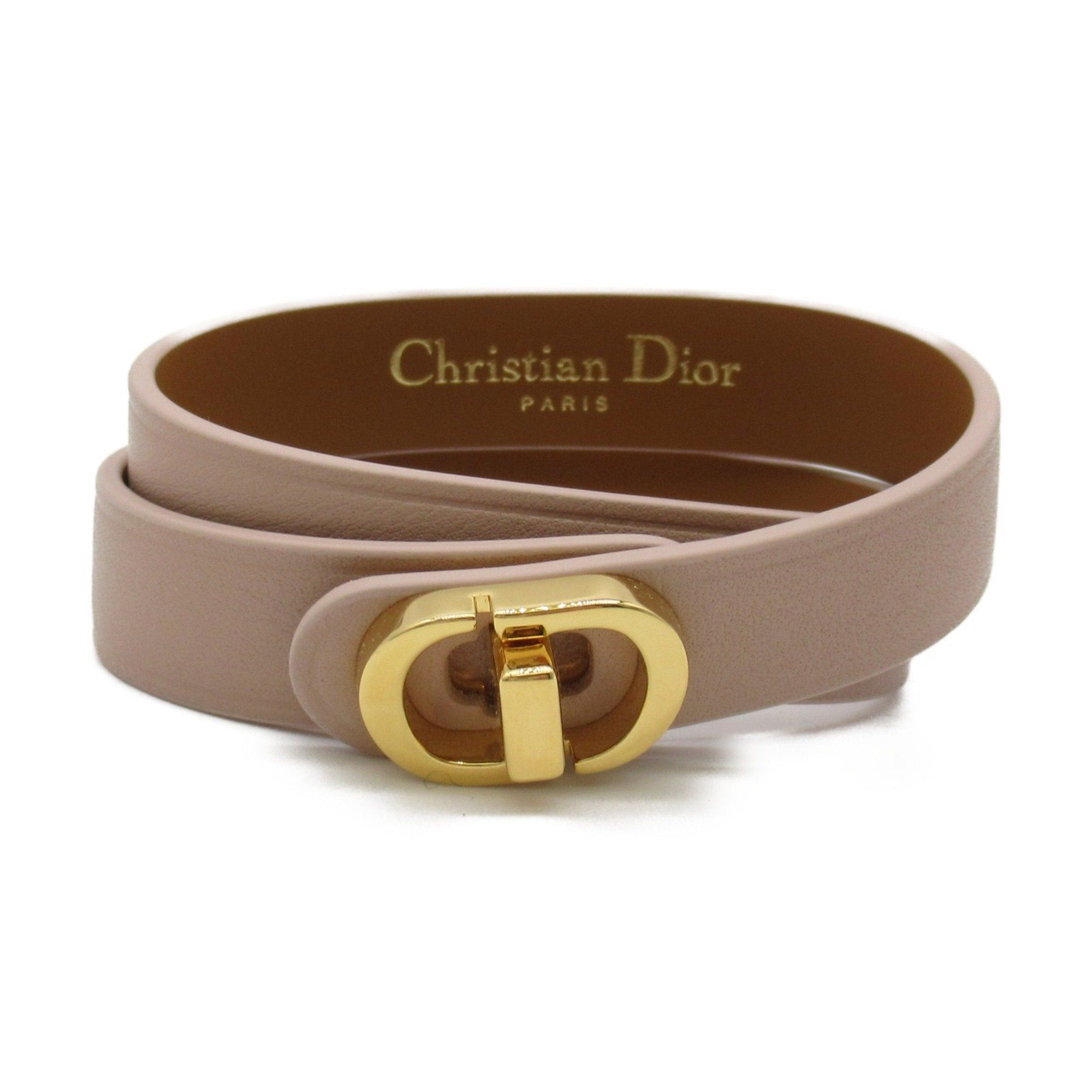 image of Dior 30 Montaigne Double Bracelet Pink Leather, Women's