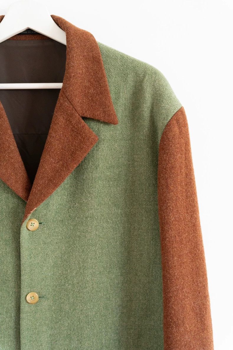 Yohji Yamamoto Yohji Yamamoto size m 90aw brown-green color-block blazer Size 38R - 5 Thumbnail