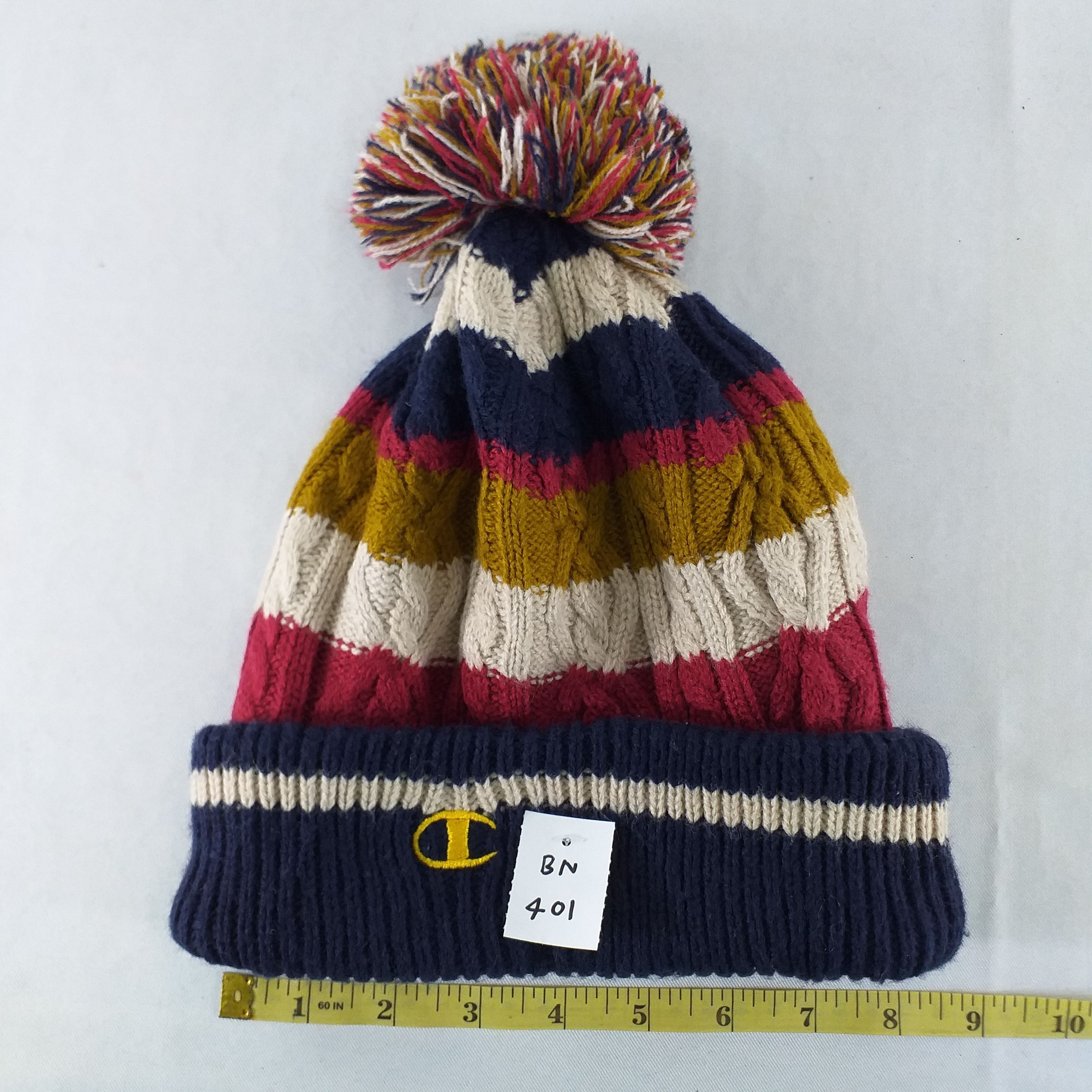 Champion Champion Embroidery Logo Stripe Snow Cap Hat Beanie -BN401 Size ONE SIZE - 4 Thumbnail
