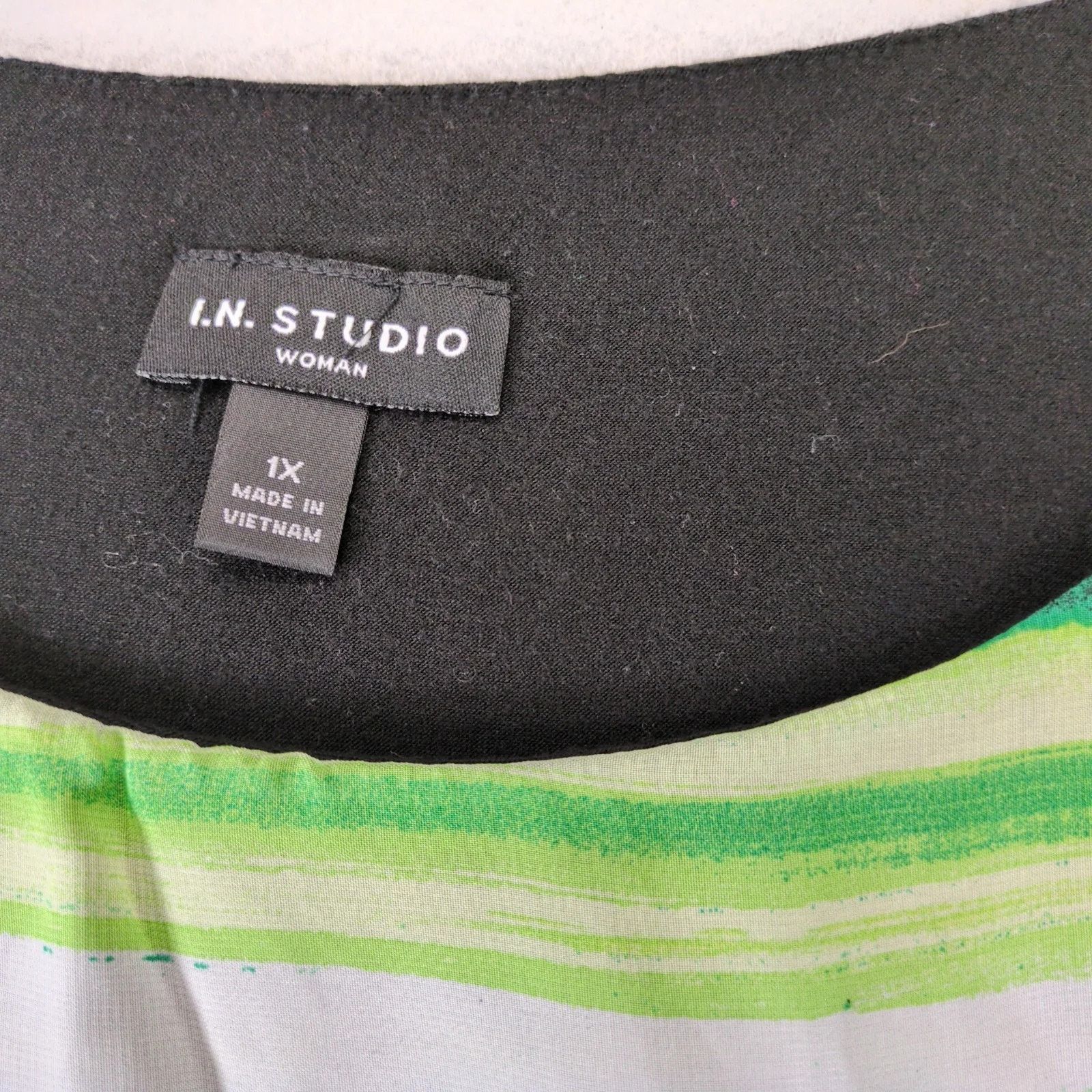 Other IN Studio Green Black Sheer Poncho Overlay Blouse Women's 1X Size XL / US 12-14 / IT 48-50 - 3 Thumbnail