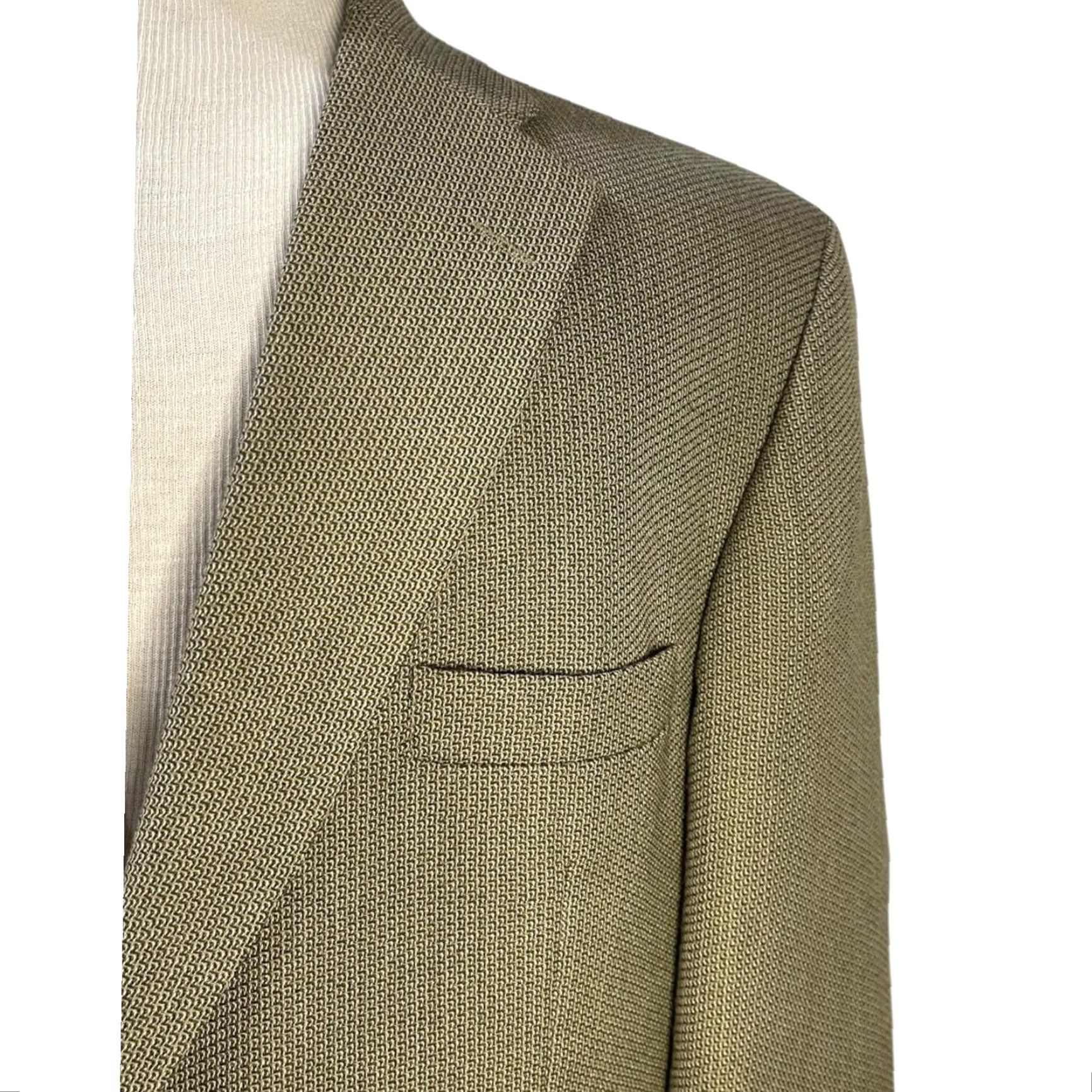 Haggar VINTAGE Haggar 2 Button Mens Sport Coat Blazer Olive Wool Blend Coat 46R Regular Men Girls? Size 46R - 6 Thumbnail