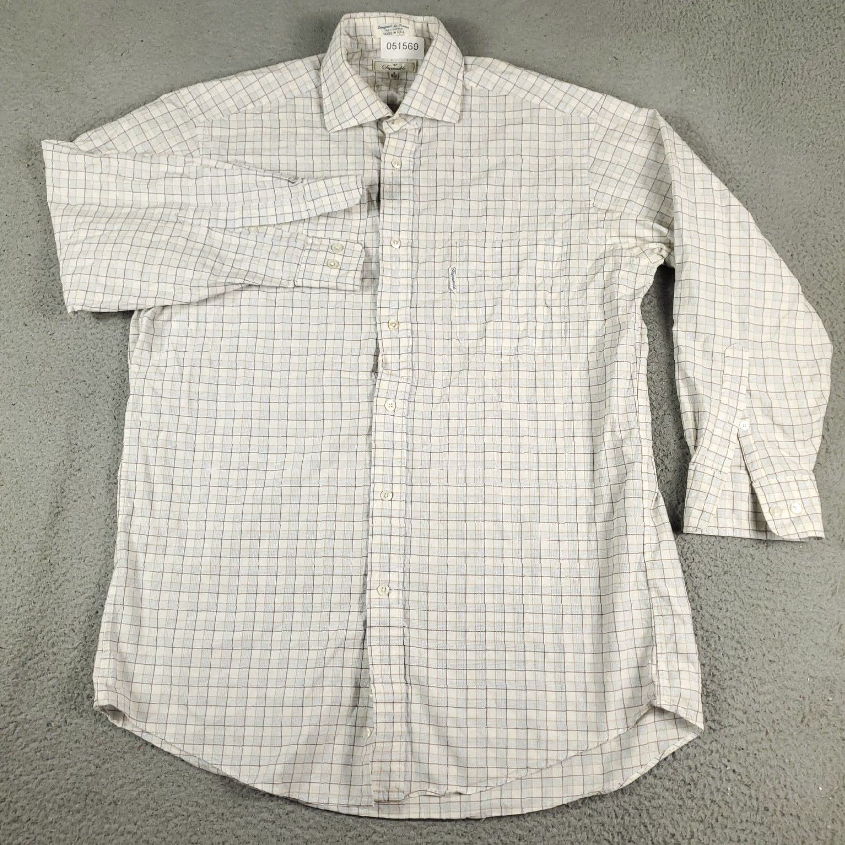 Faconnable Façonnable Shirt Mens 16.5 Blue Plaid Button-Up Long Sleeve Dress Casual Formal Workwear Size 42R - 2 Thumbnail