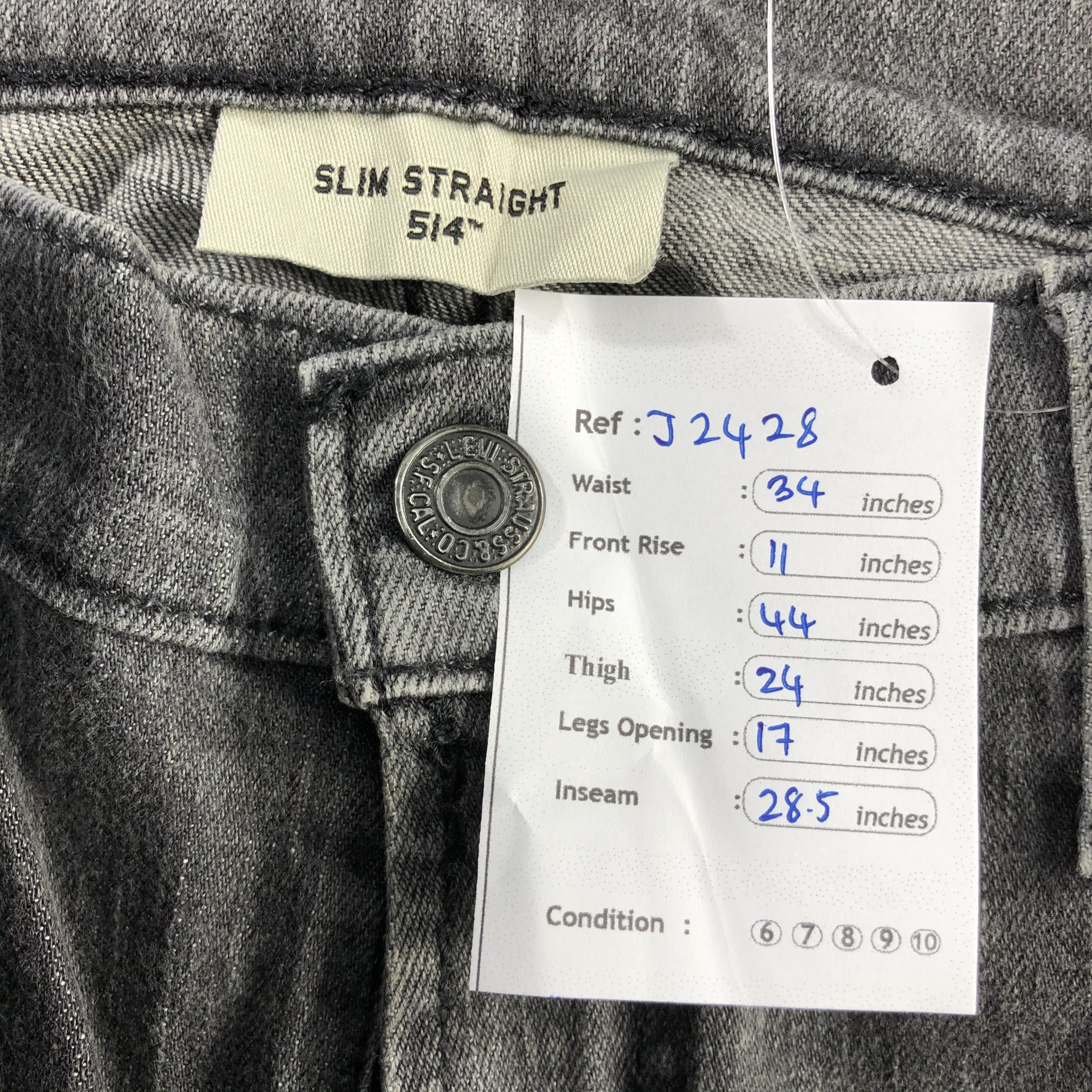 Levi's Vintage Faded Black Levis 514 Jeans-J2428 Size US 34 / EU 50 - 13 Thumbnail
