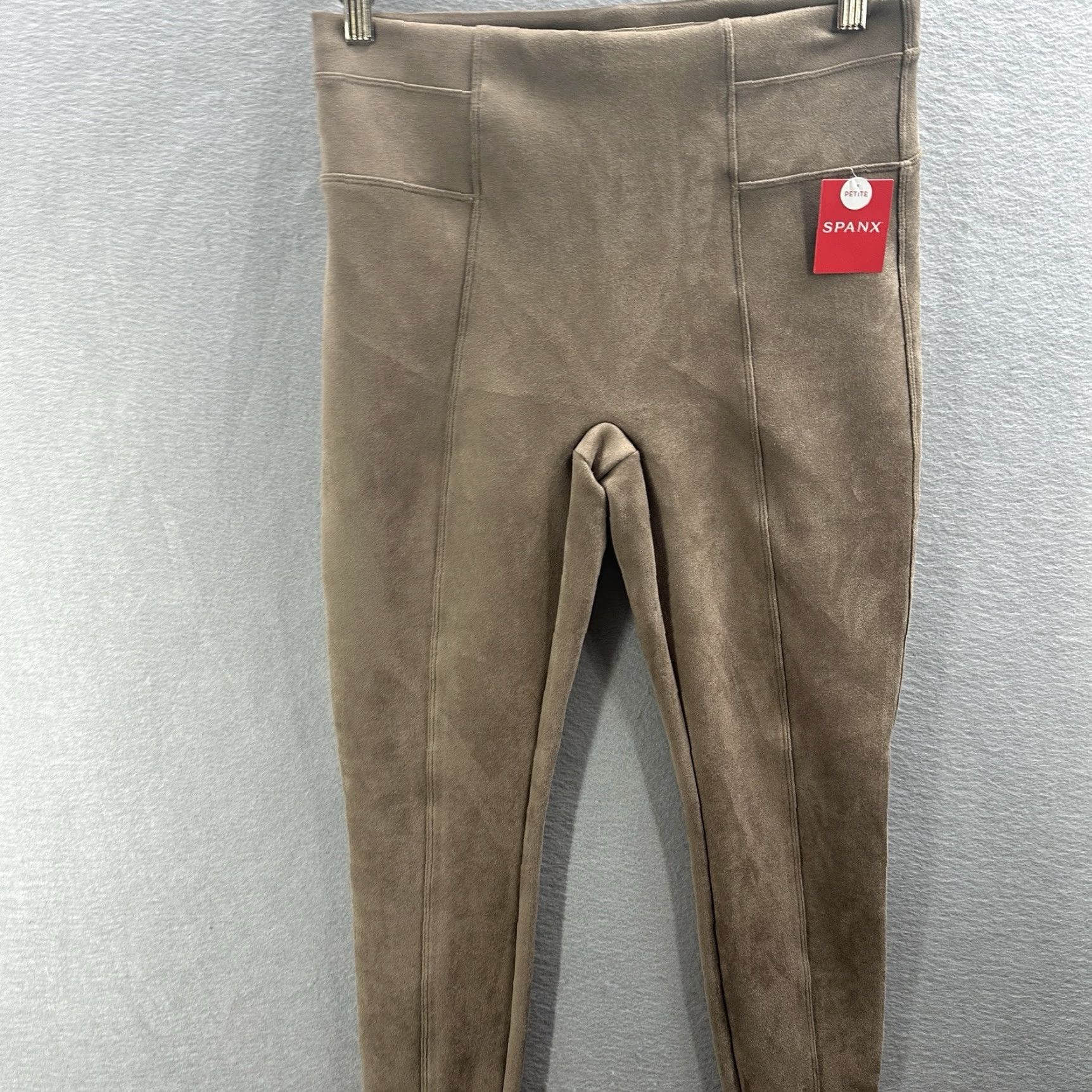 Spanx SPANX Faux Suede Leggings Womens Petite M Camel Beige Velvet Shaping High Rise Slimming Made in USA Womens Petite M Beige Velvet Leggings Size 32" / US 10 / IT 46 - 3 Thumbnail
