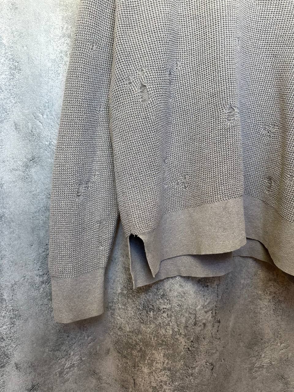 Allsaints ALLSAINTS FORRAM LS CREW Distressed Sweater Waffle Knit AG Size US S / EU 44-46 / 1 - 7 Thumbnail