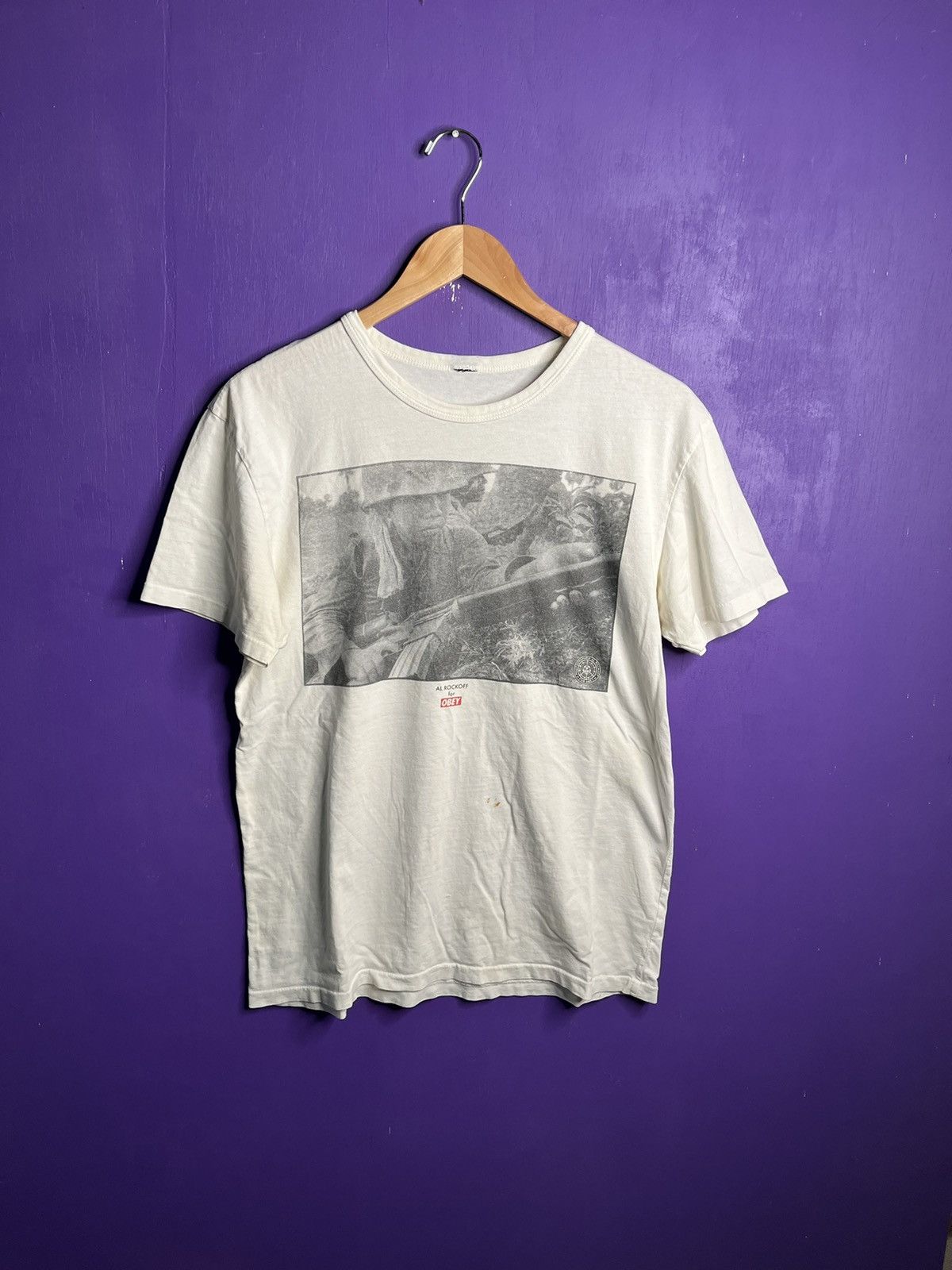 Obey × Vintage Vintage 90s Obey Al Rockoff military photo t-shirt Size US M / EU 48-50 / 2 - 1 Thumbnail