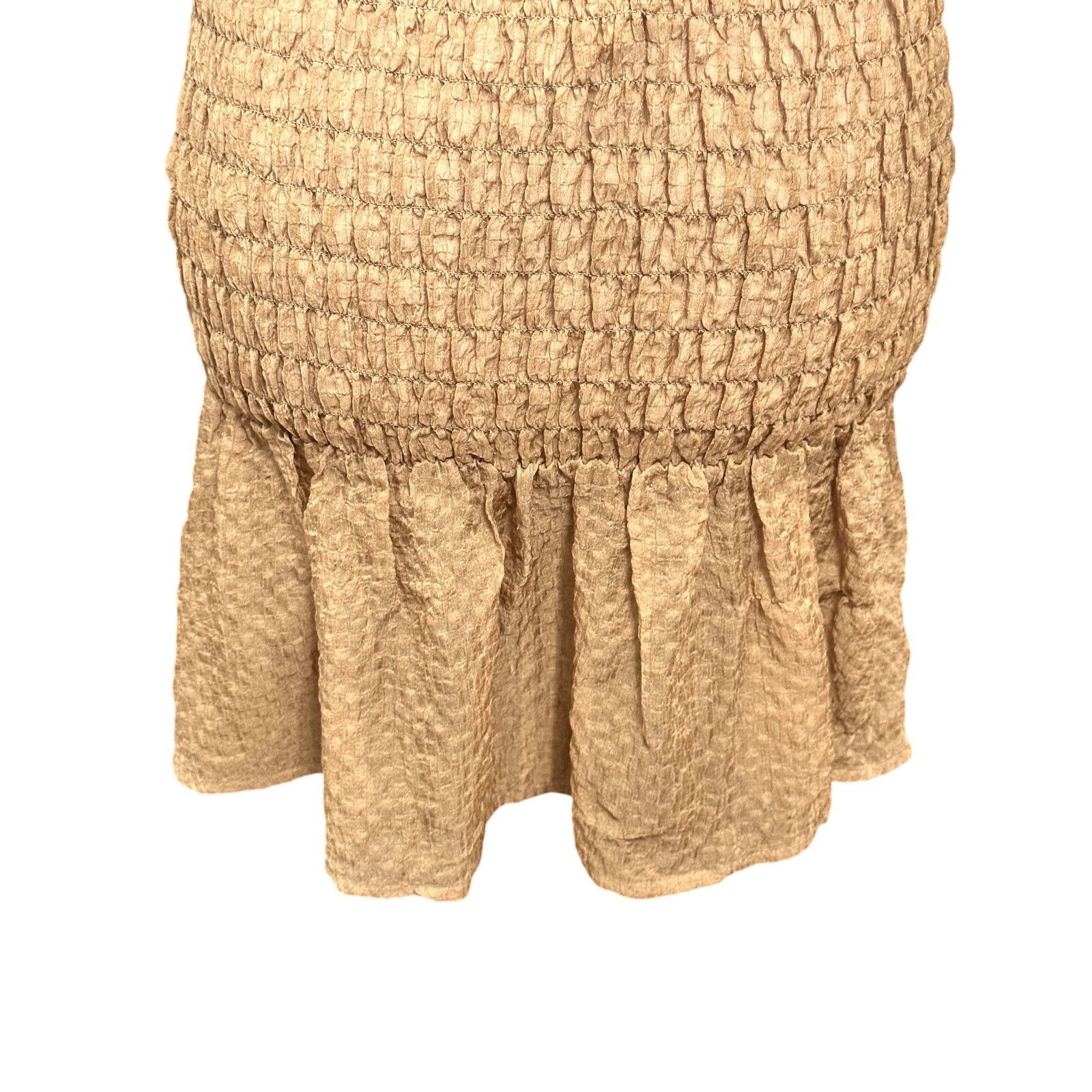 Other Open Edit Mini Skirt Sheer Fabric Smocked Ruffled Brown S Size 28" / US 6 / IT 42 - 8 Thumbnail