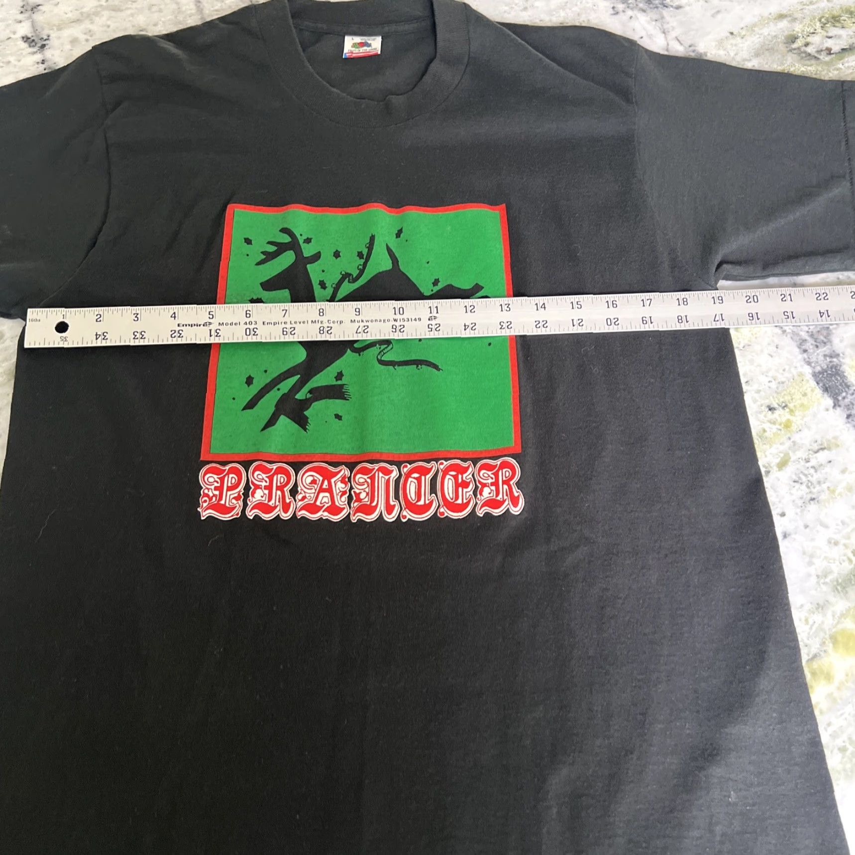 Vintage Vintage PRANCER Christmas Single Stitch Black T shirt Fruit Of The Loom Tag Size US L / EU 52-54 / 3 - 6 Thumbnail