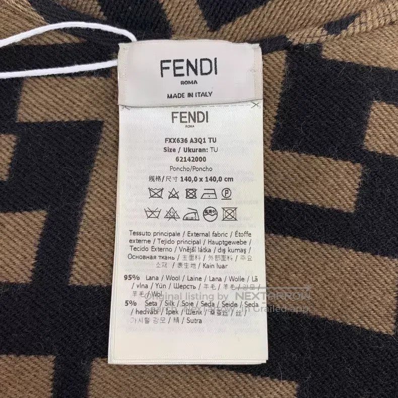Fendi Fendi size 140*140cm Classic FF Monogram All-Over Print Woo Size ONE SIZE - 5 Thumbnail