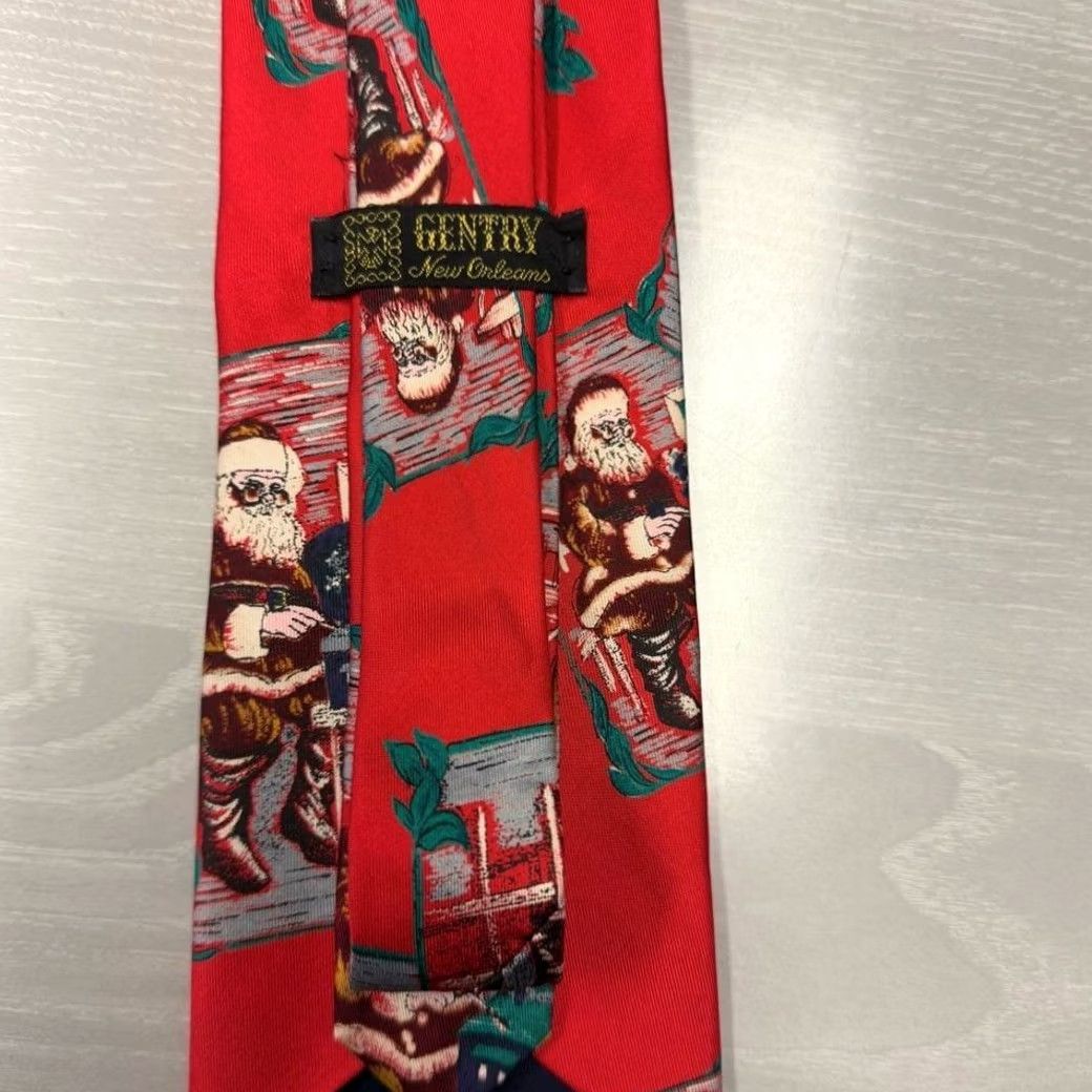 Vintage VINTAGE Gentry New Orleans Red silk Tie Christmas Santa Size ONE SIZE - 5 Thumbnail