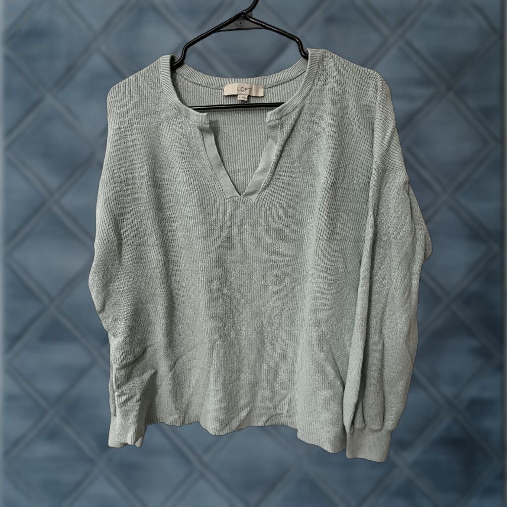 Loft VINTAGE LOFT Pullover Sweater Women Medium Green Solid Cozy Long Sleeve Crew Neck Size M / US 6-8 / IT 42-44 - 1 Thumbnail