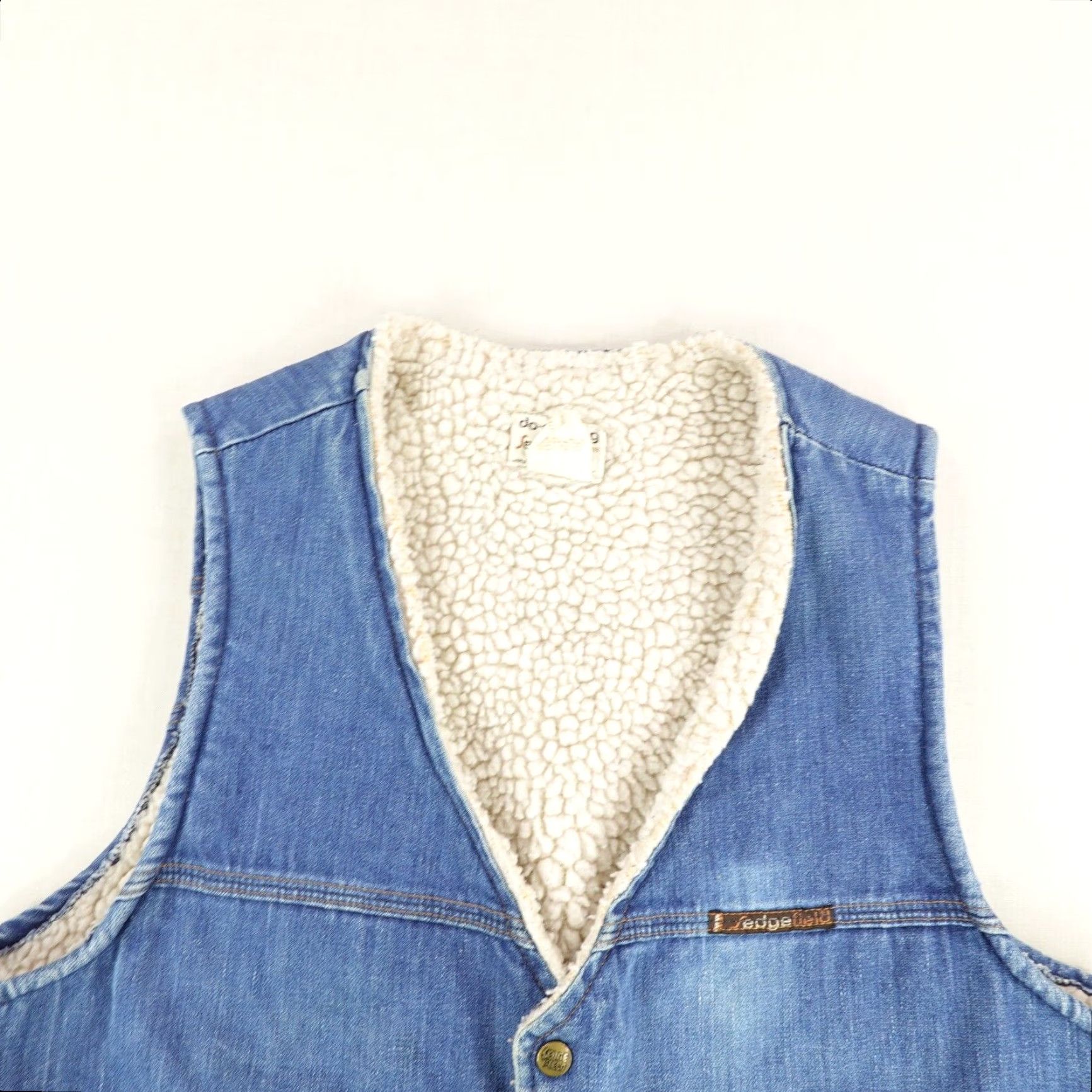 Denime Vintage Sedgefield Vest Men XL Denim Do Nothing Sherpa Lined Snap Up Western 70s Size US XL / EU 56 / 4 - 2 Thumbnail