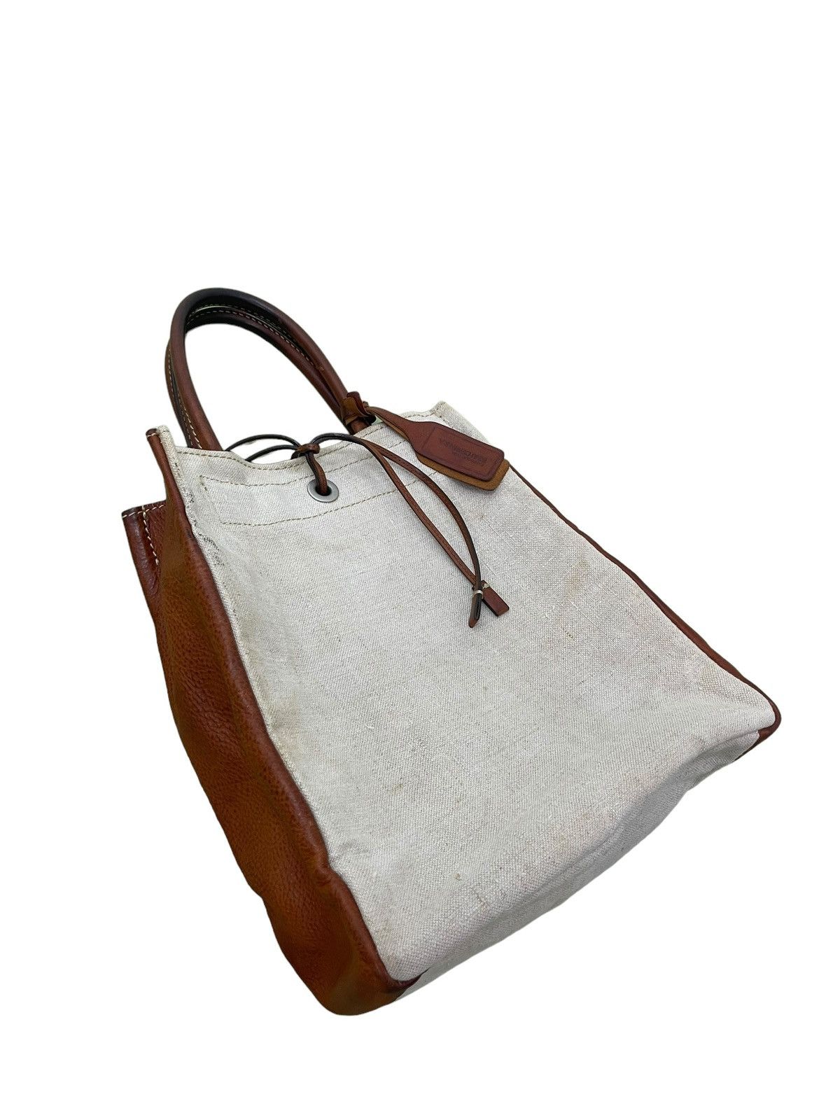 Japanese Brand Tote Bag Beau Dessin Au Artisan Leather Cotton Canvas 1🟩 Size ONE SIZE - 4 Thumbnail