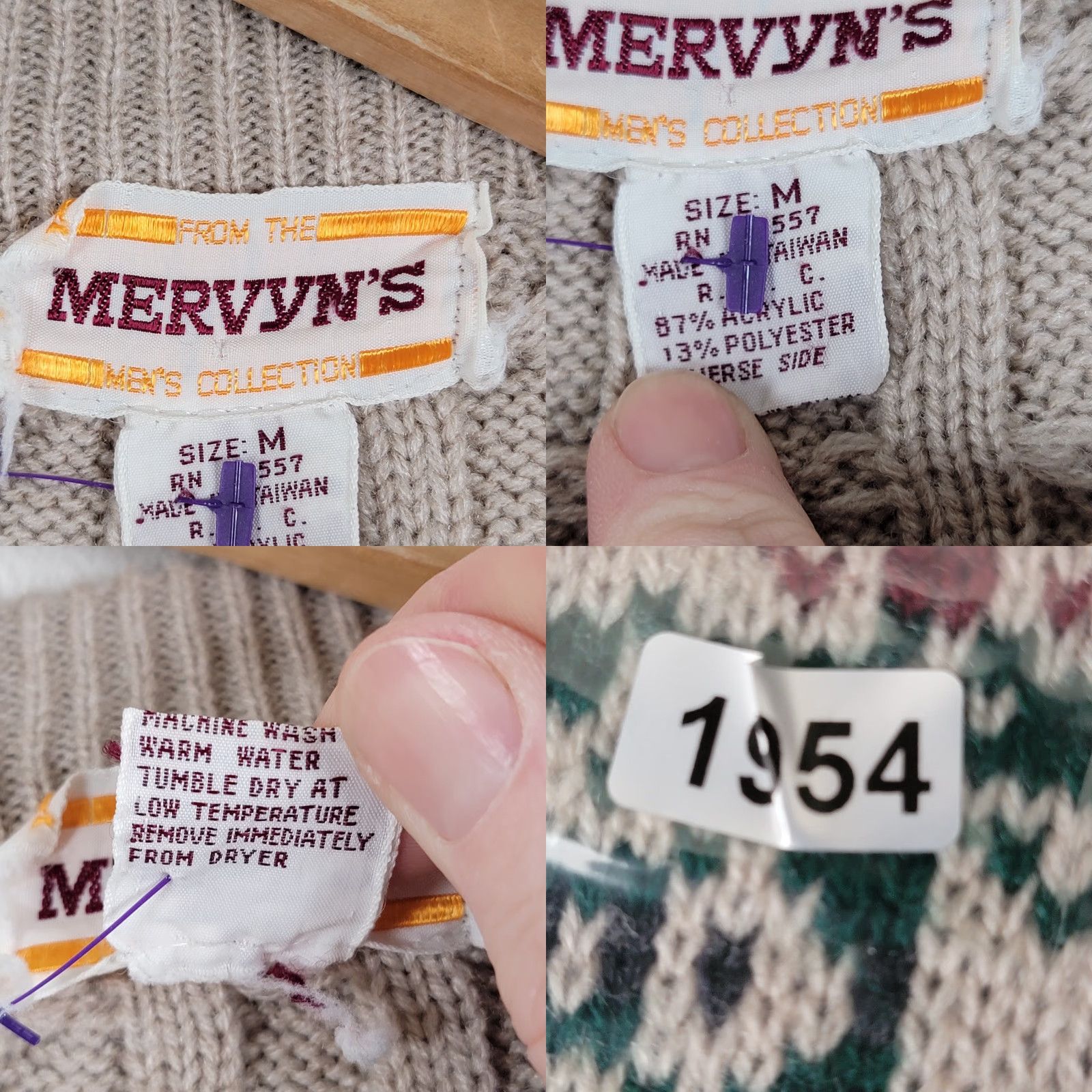 Vintage VINTAGE Mervyns Men's Collection Beige Snowflake Nordic Acrylic Sweater M Beige 1980s Mens Regular Size M Size US M / EU 48-50 / 2 - 9 Thumbnail