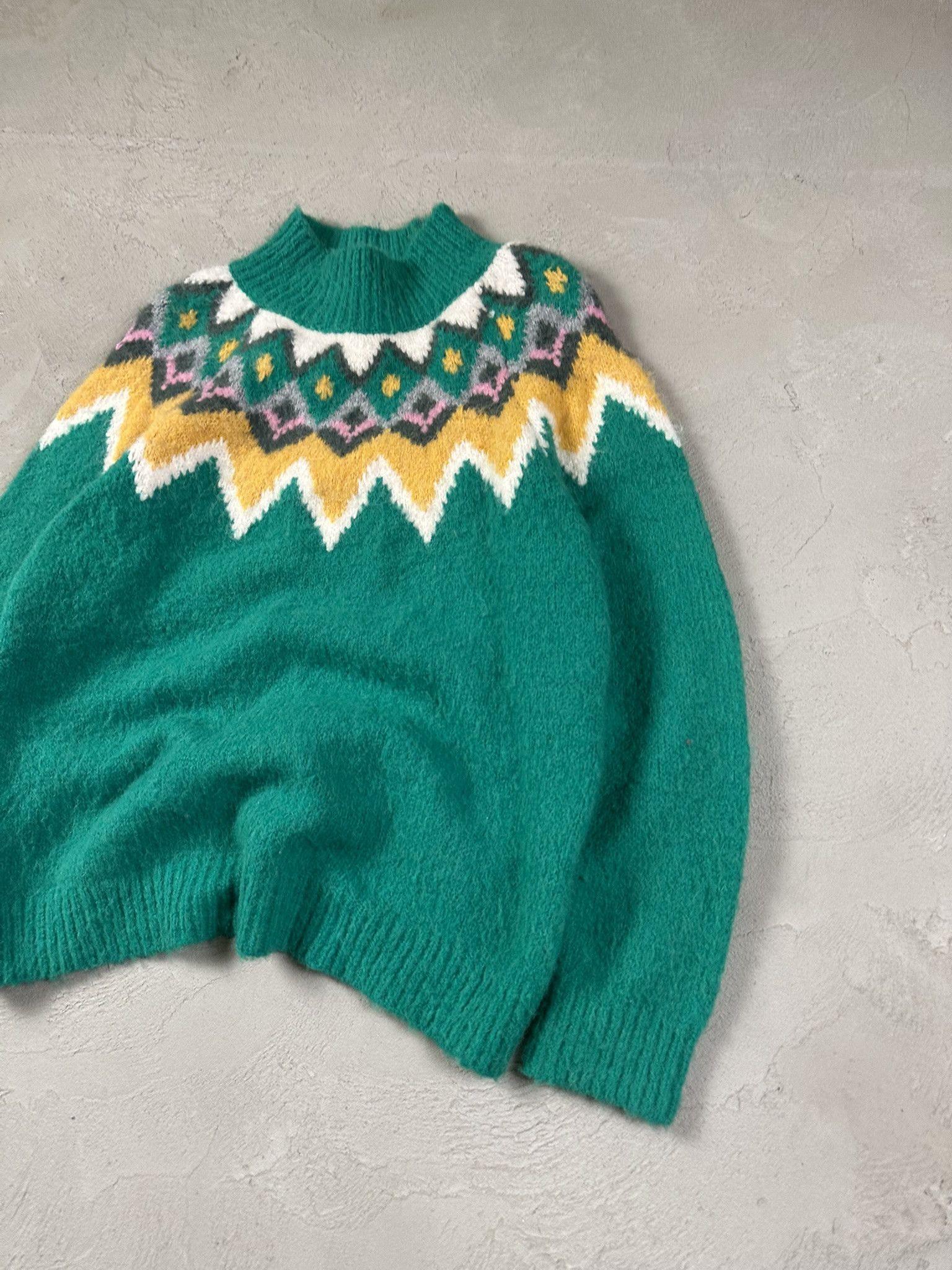 Designer Axara Paris Wool Boxy Patterned Knit Sweater Size S / US 4 / IT 40 - 6 Thumbnail