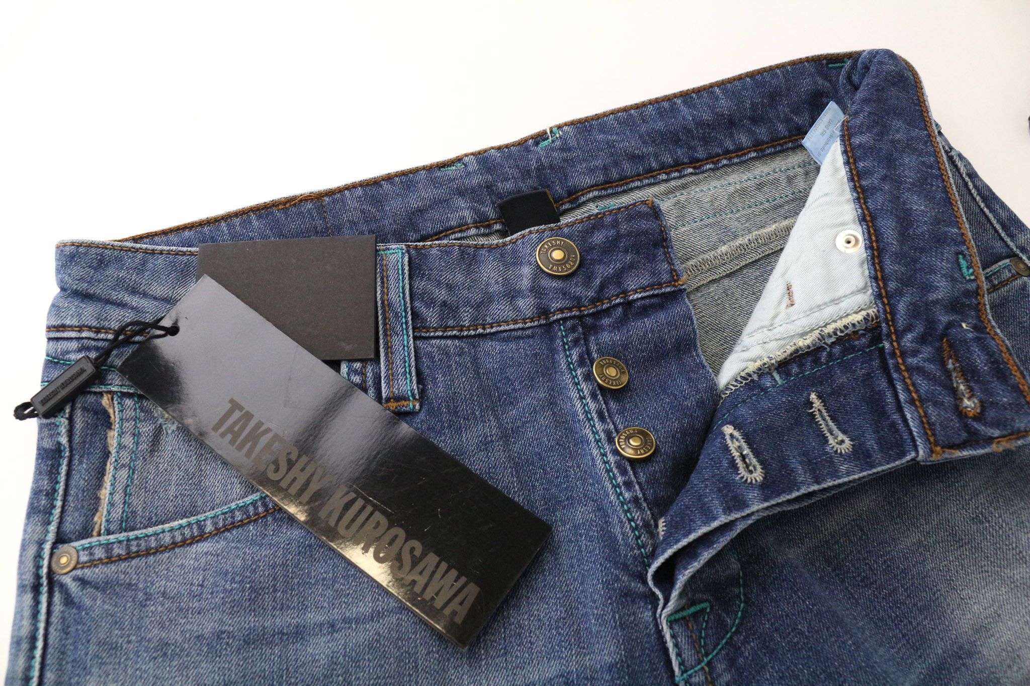 Takeshy Kurosawa TK75 W30 Blue Slim Distressed Stretch Jeans 75907 Size US 30 / EU 46 - 3 Thumbnail