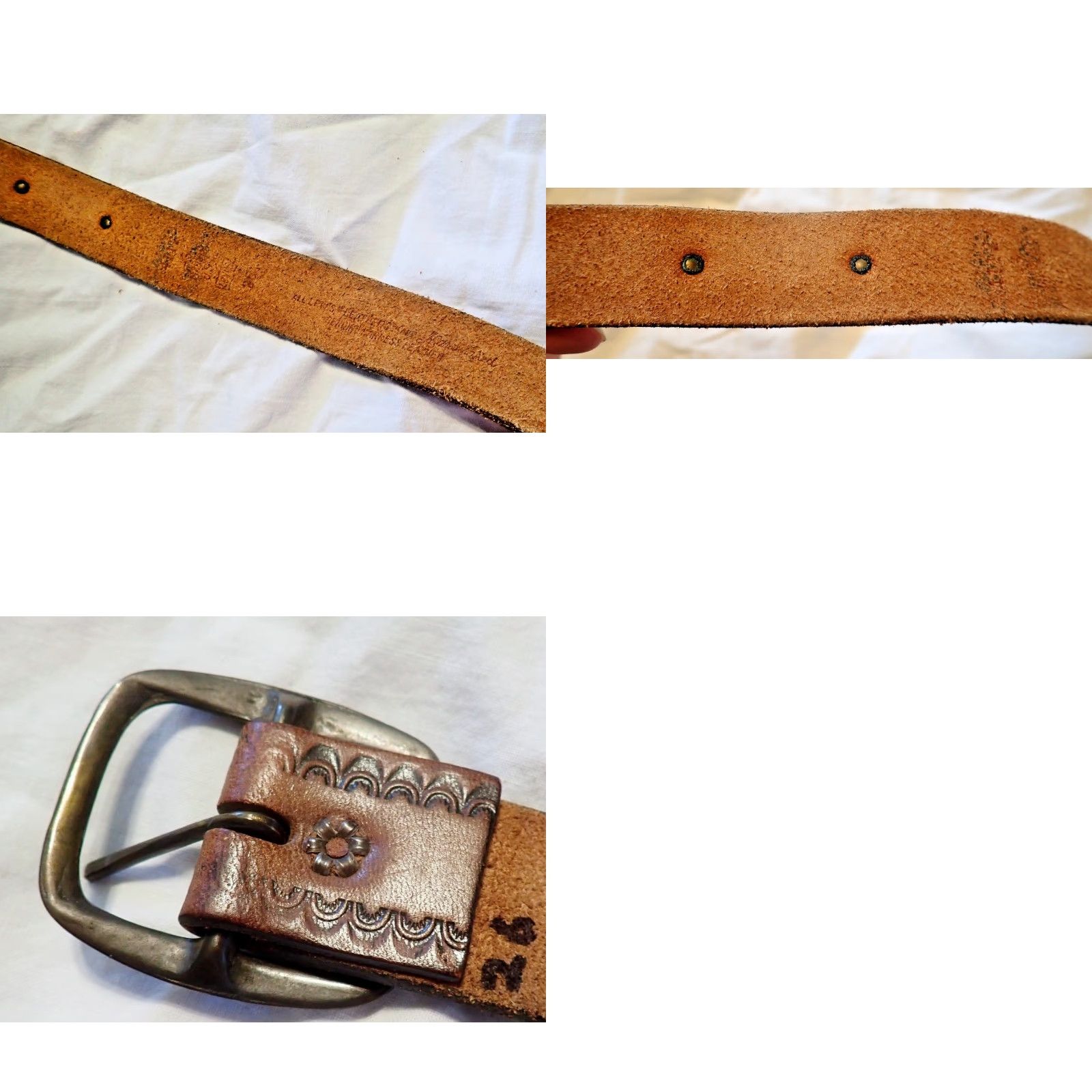 Levi's VINTAGE Levi's Leather Belt Unisex Adults Brown 24-27 Size Range 30" 1 1/8" Wide Cowhide Brass Buckle USA Size ONE SIZE - 8 Thumbnail
