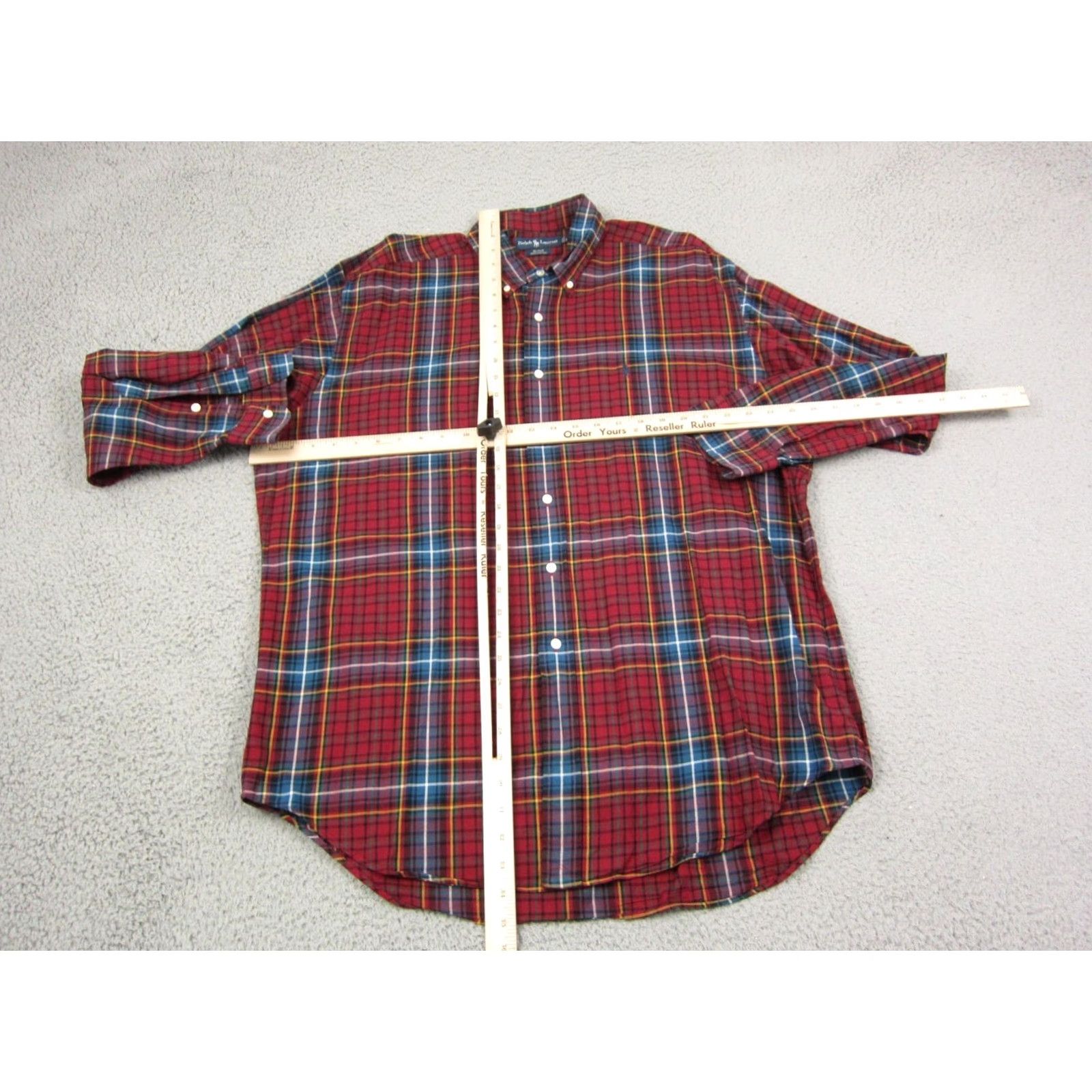 Ralph Lauren Ralph Lauren Shirt Mens Large Red Blue Pony Plaid Cotton Button-Up Long Sleeve Classic Fit Size US L / EU 52-54 / 3 - 6 Thumbnail