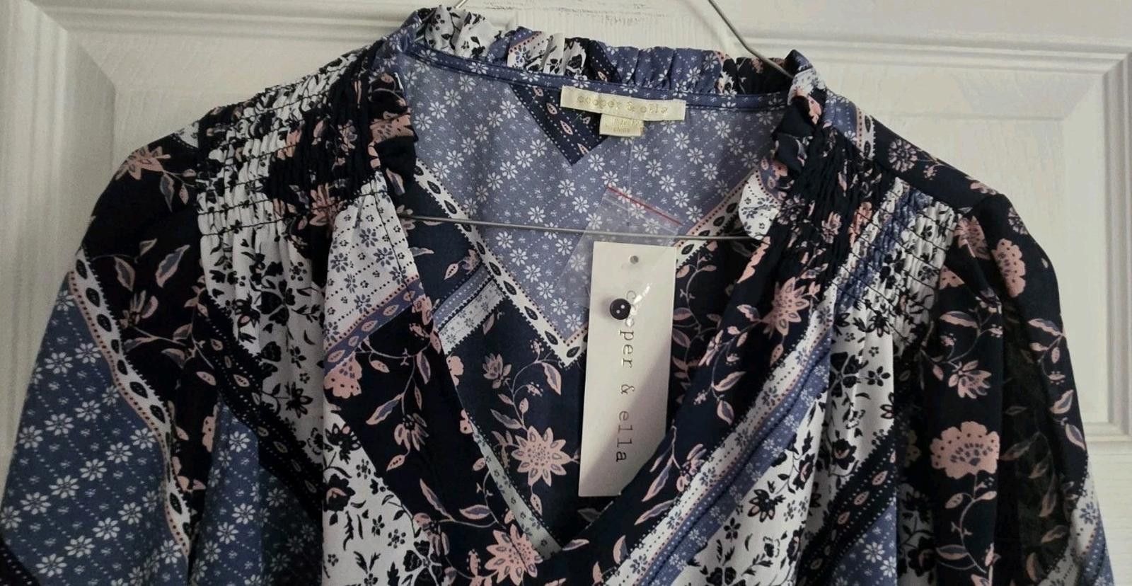 Other Copper & Ella Womens Large L Blouse Top Shirt Blue Floral Ne Size L / US 10 / IT 46 - 7 Thumbnail