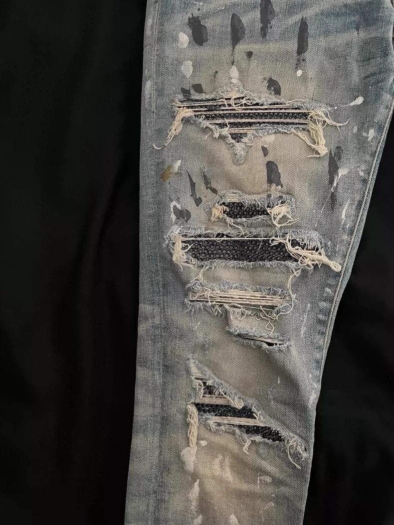 Amiri Amiri 17SS MX1 Diamond Patch Skinny Jeans 2502-Nextarrow Size US 30 / EU 46 - 2 Thumbnail
