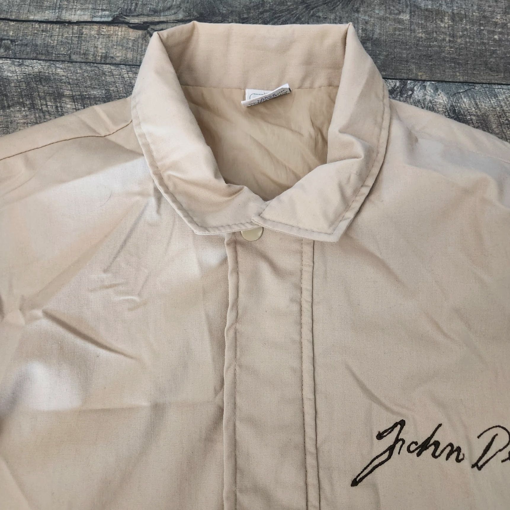 John Deere VINTAGE 60s John Deere Jacket The Ltd Size L Ivory Employee Script Embroidered Mens Womens? (omit) Size US L / EU 52-54 / 3 - 2 Thumbnail