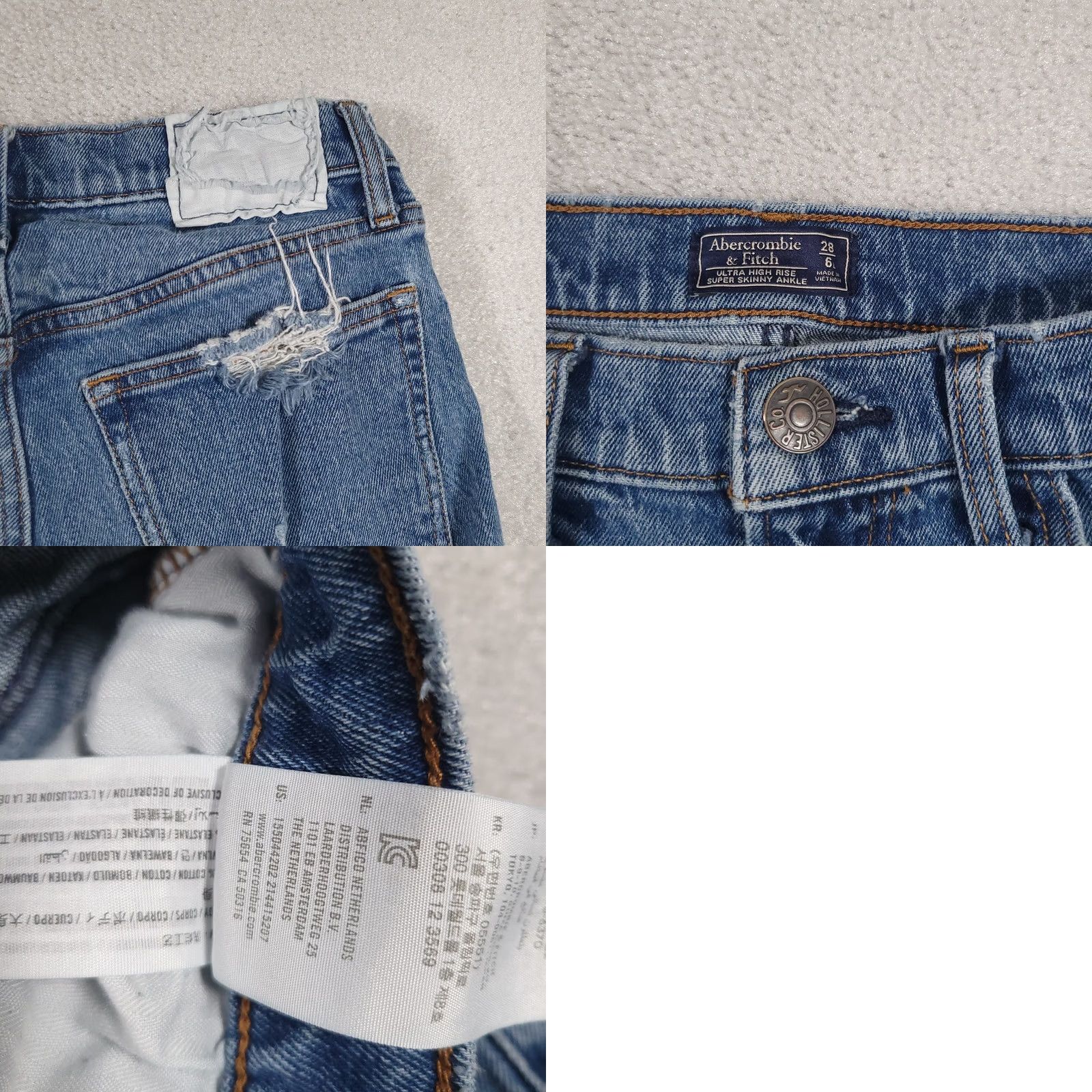 Abercrombie & Fitch Abercrombie & Fitch Jeans Women's 28 6L Ultra High Rise Super Skinny Ankle Denim Blue 5-Pocket Stretch Slim Modern Classic Boys Womens Girls Mens Size 28" / US 6 / IT 42 - 9 Thumbnail
