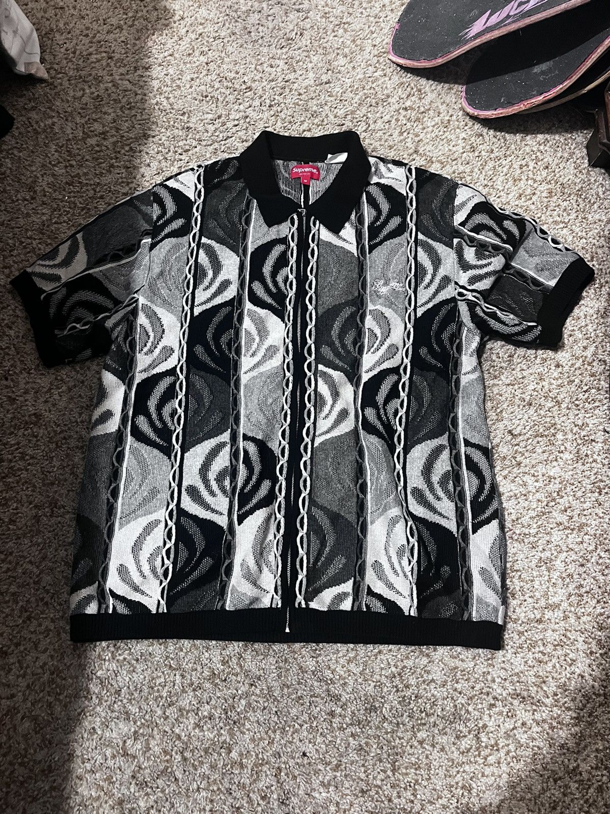 トップス supreme Abstract Textured Zip Up Polo Supreme Abstract Textured Zip Up Polo