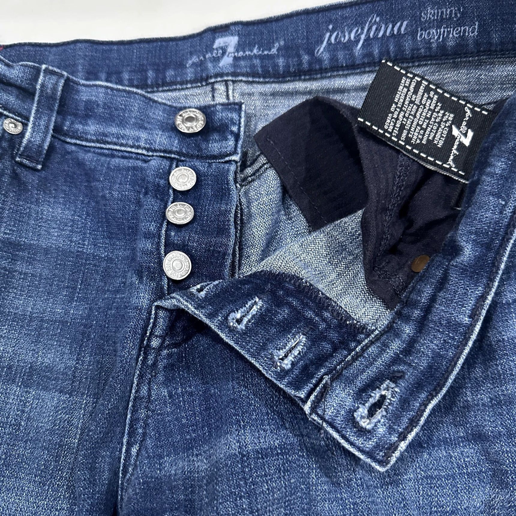 7 For All Mankind 7 For All Mankind Jeans 26 Boyfriend Josefina Blue Slim Stretch Denim Button Fly Jeans Women Slim Mid Blue 7 For All Mankind Josefina Womens Jeans Size 26" / US 2 / IT 38 - 3 Thumbnail